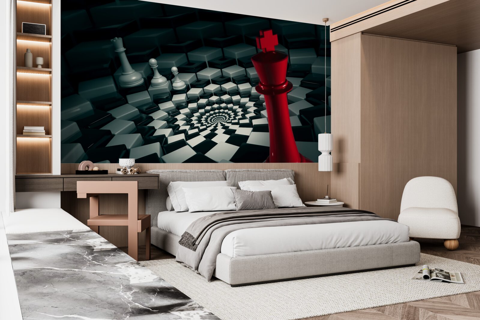 Fotobehang grote schaakstukken