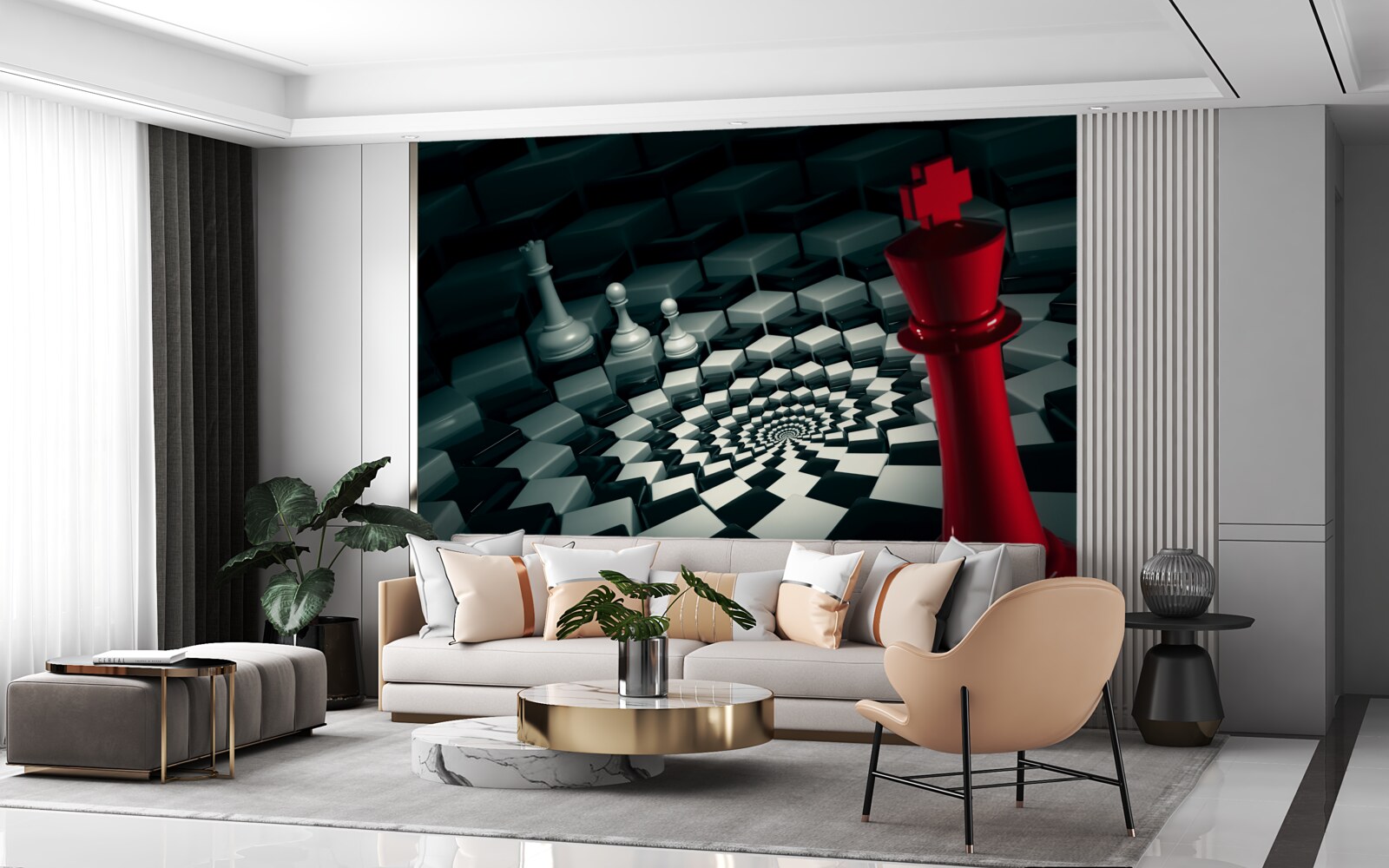 Fotobehang grote schaakstukken