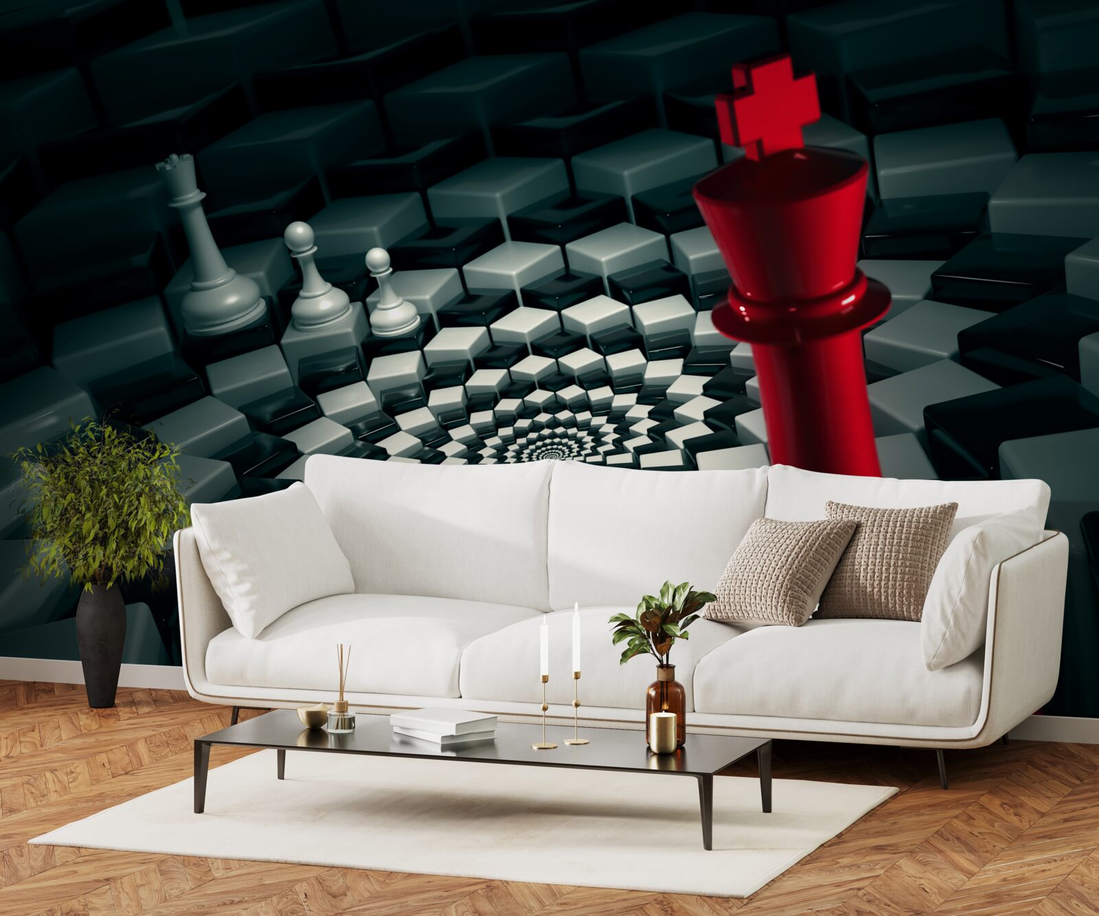 Fotobehang grote schaakstukken