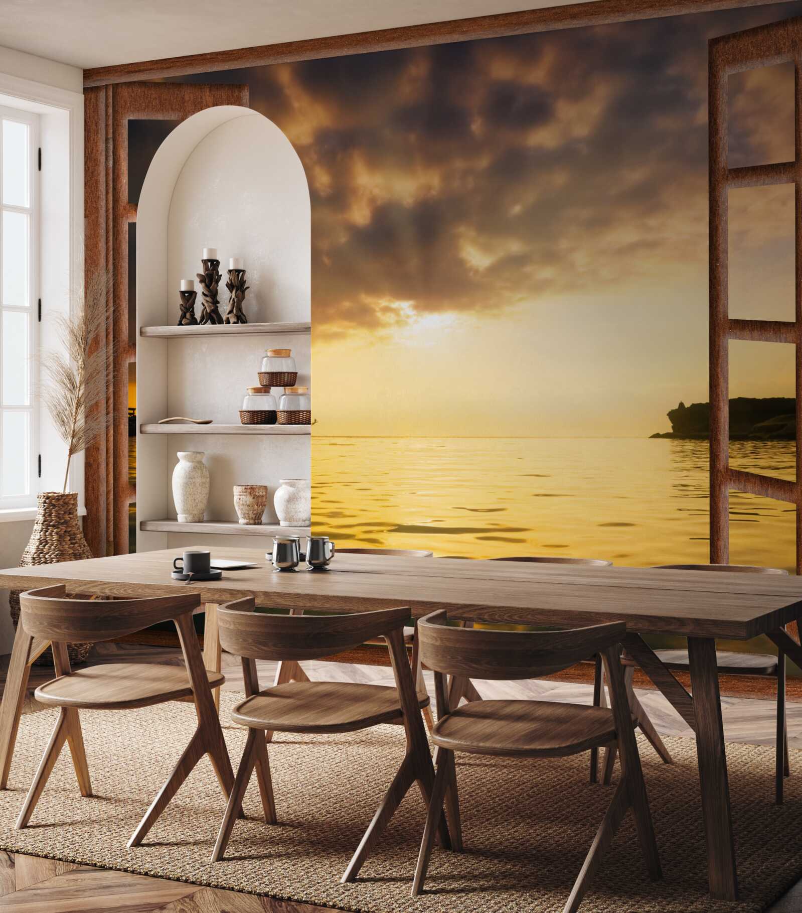 Fotobehang prachtig landschap buiten het raam