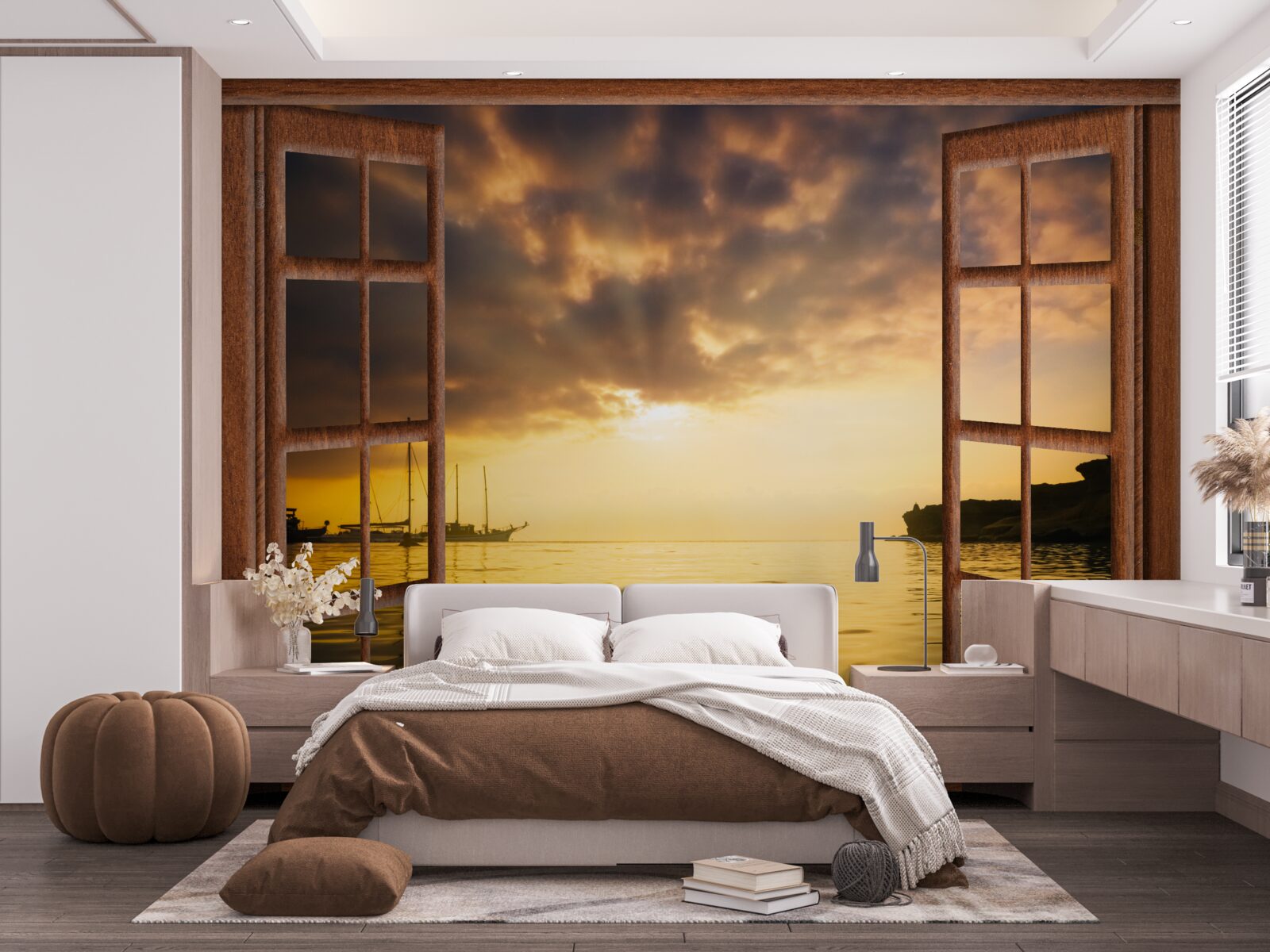 Fotobehang prachtig landschap buiten het raam