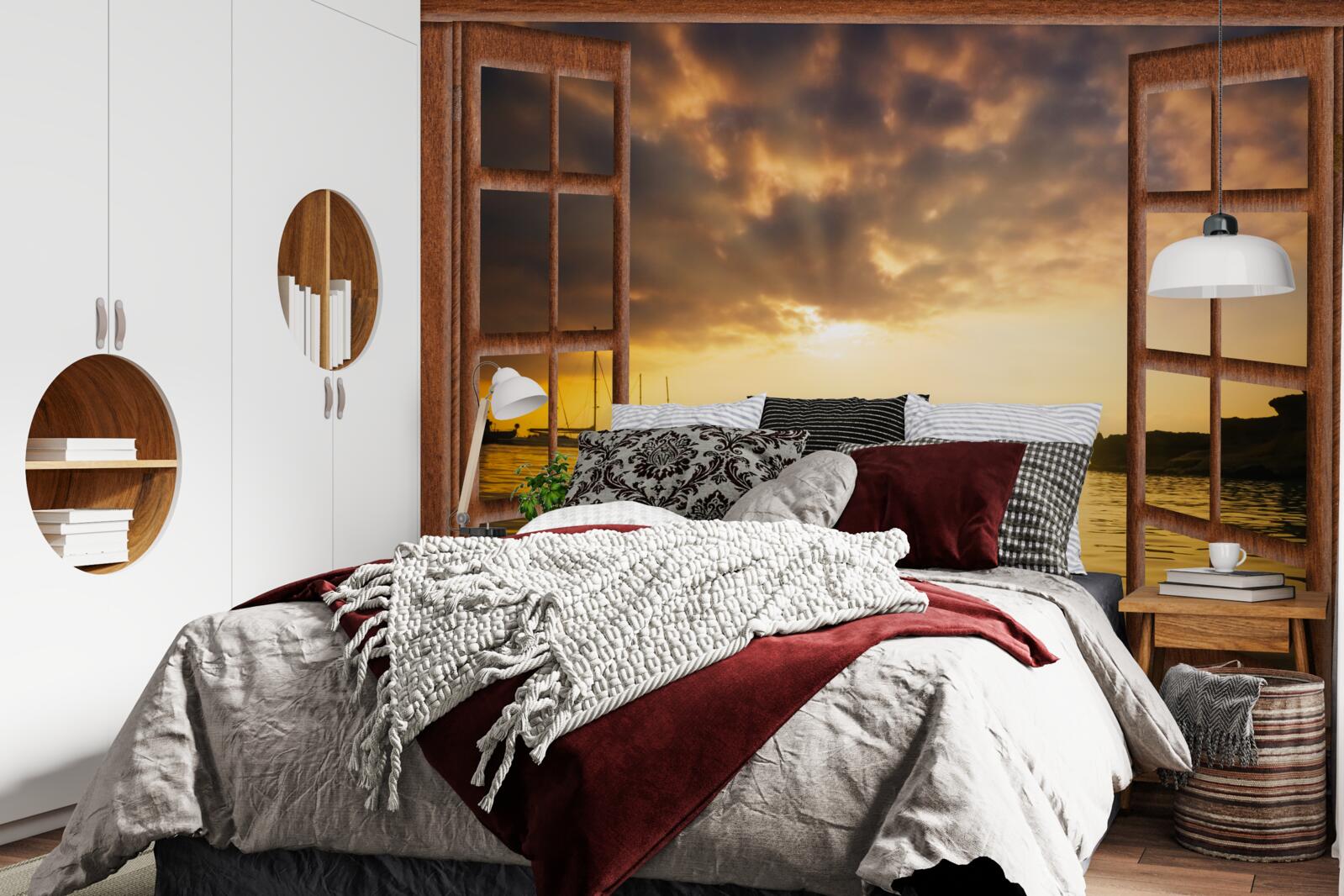 Fotobehang prachtig landschap buiten het raam