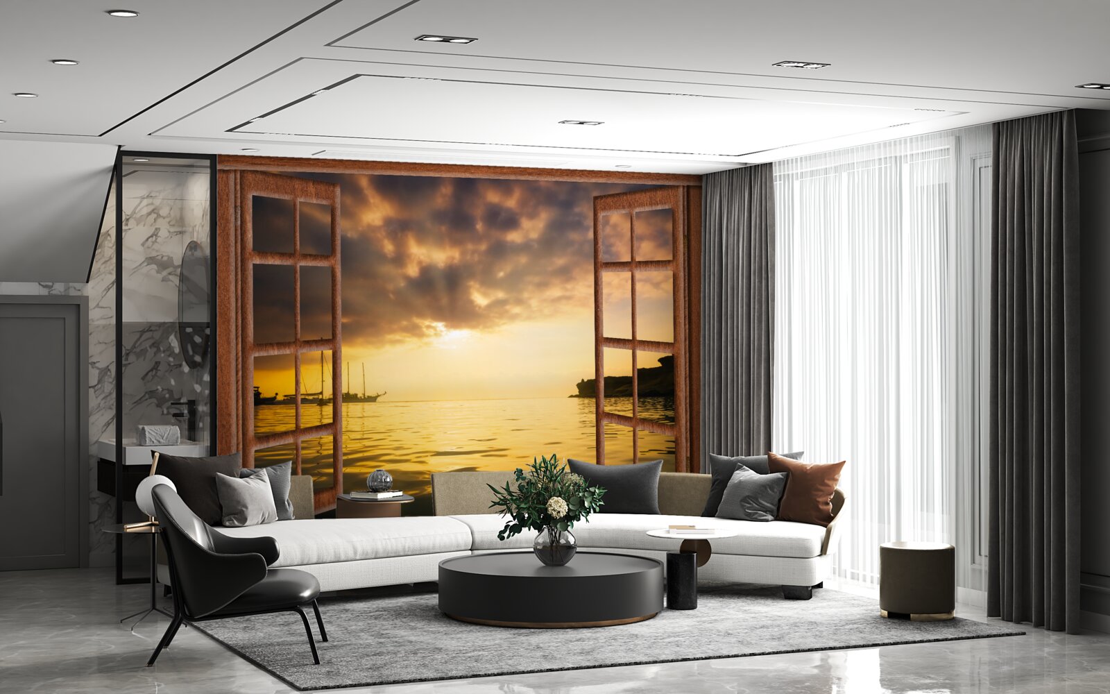 Fotobehang prachtig landschap buiten het raam