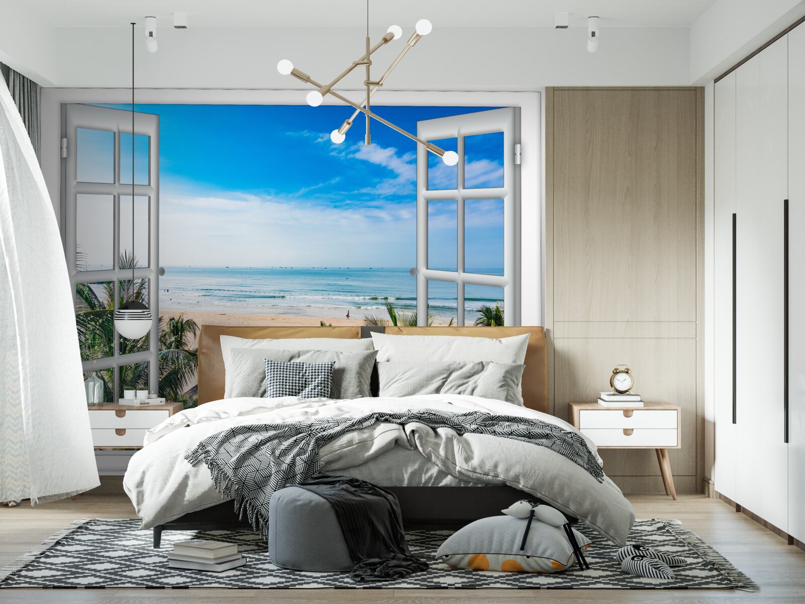 Fotobehang open ramen met prachtig uitzicht