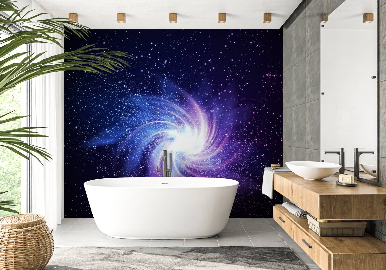 Fotobehang een draaikolk in de ruimte tussen de sterren