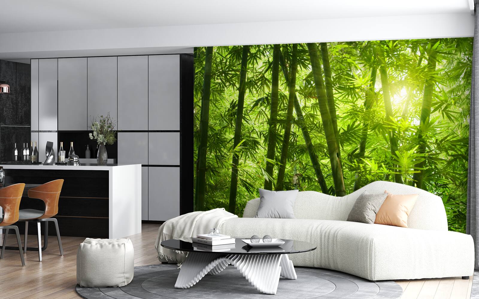 Fotobehang de zon probeert door het dichte bos te dringen