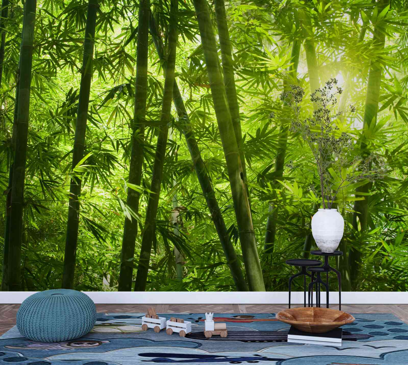 Fotobehang de zon probeert door het dichte bos te dringen