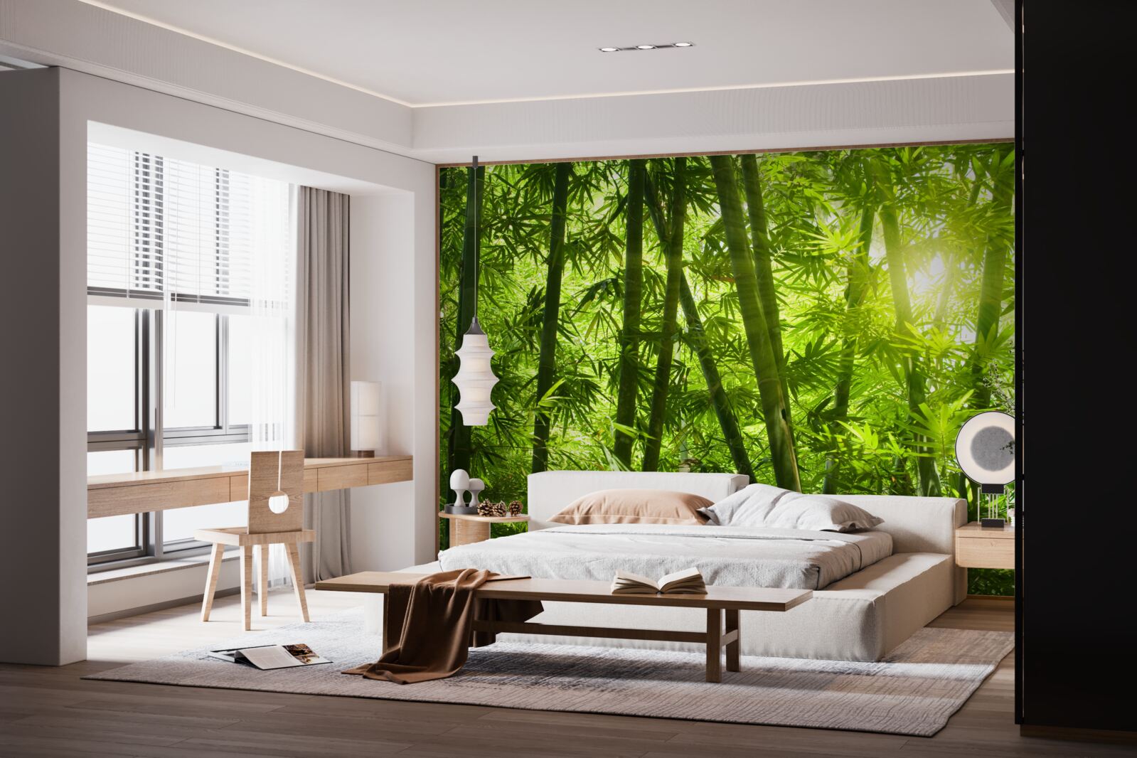 Fotobehang de zon probeert door het dichte bos te dringen