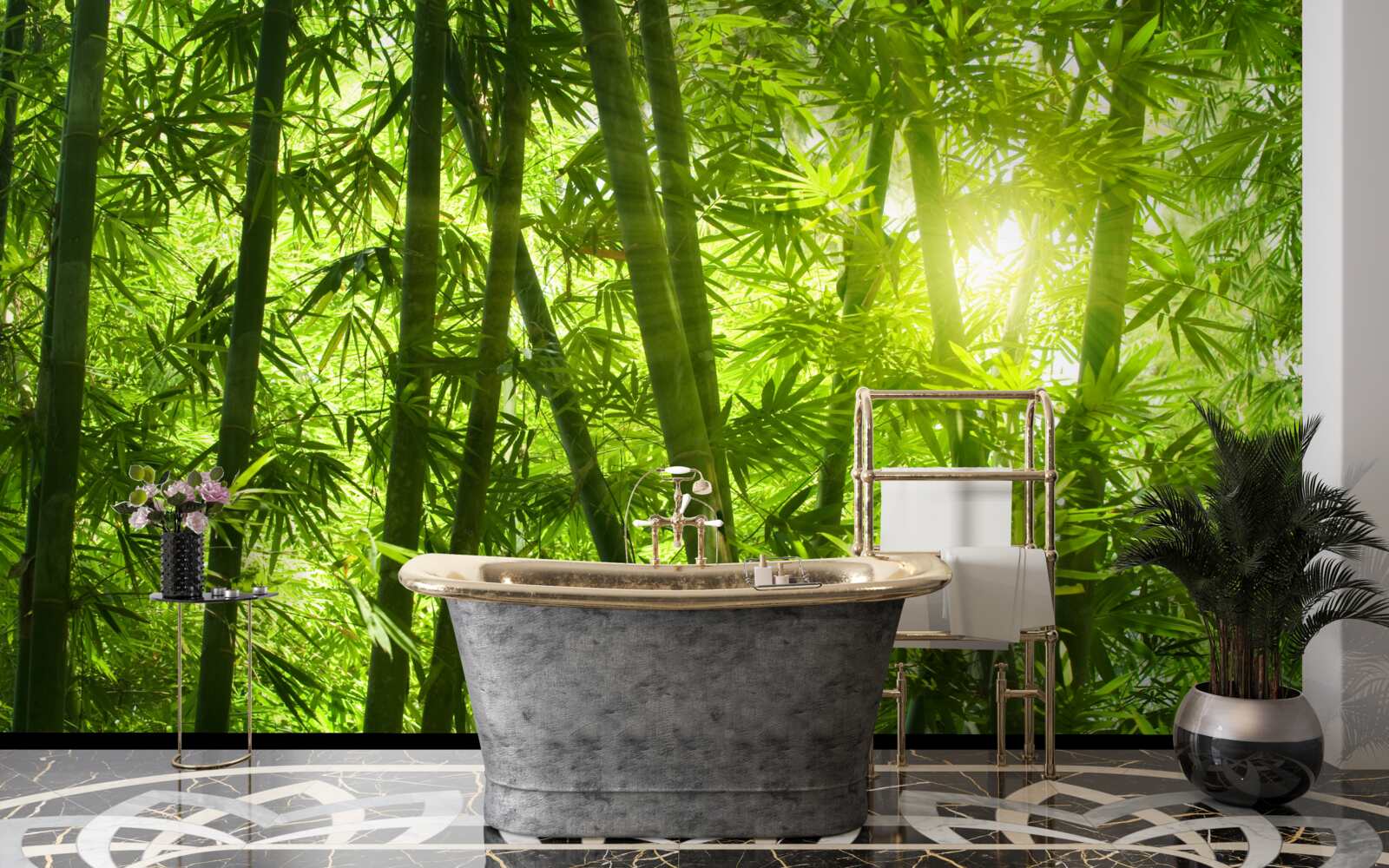 Fotobehang de zon probeert door het dichte bos te dringen