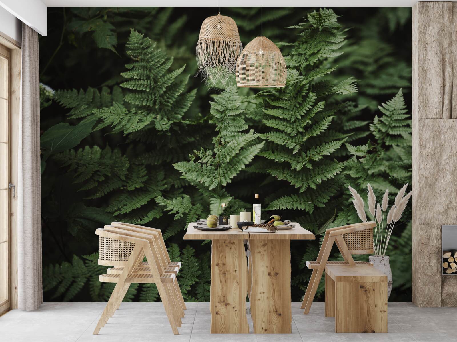 Fotobehang weelderig groene varenbladeren
