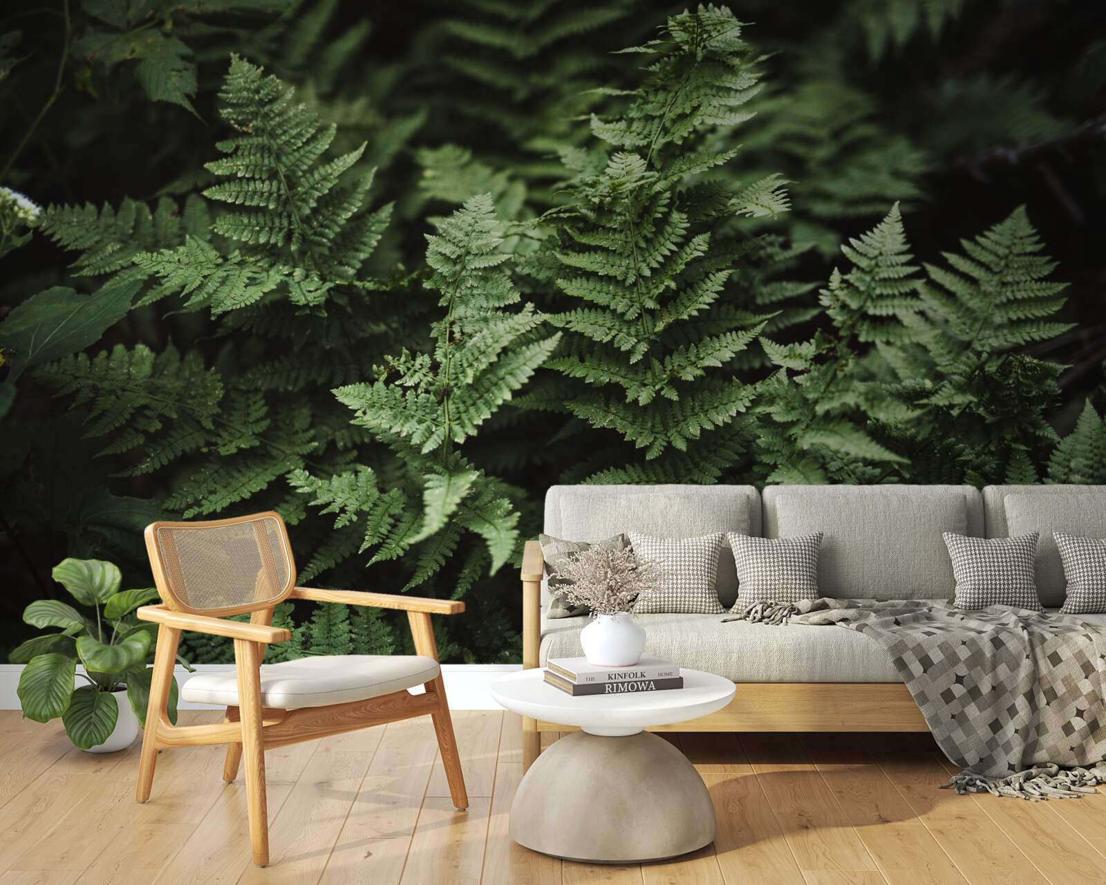 Fotobehang weelderig groene varenbladeren