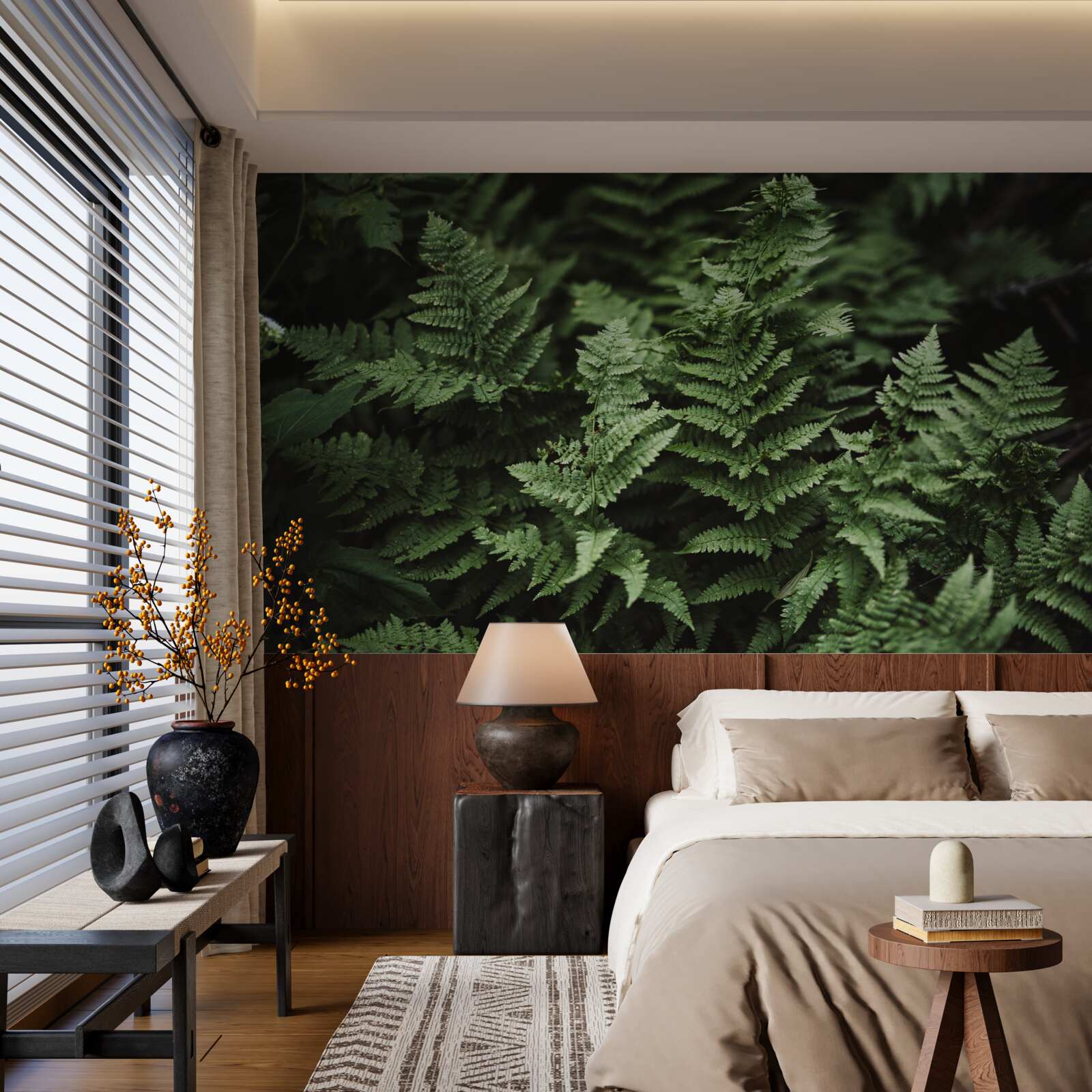 Fotobehang weelderig groene varenbladeren