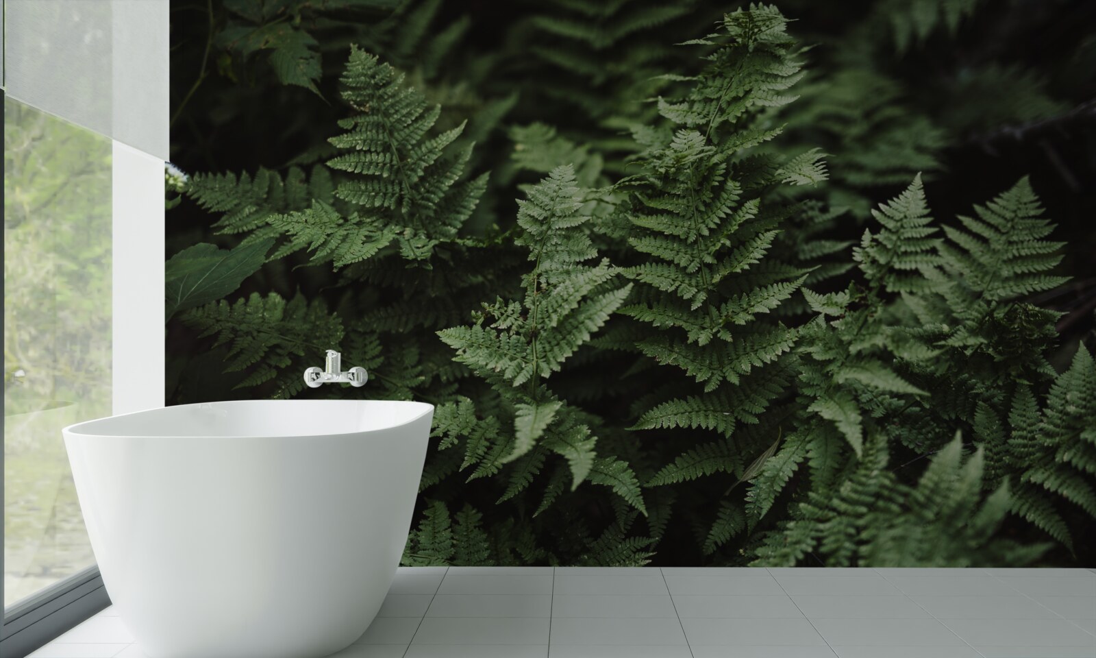Fotobehang weelderig groene varenbladeren