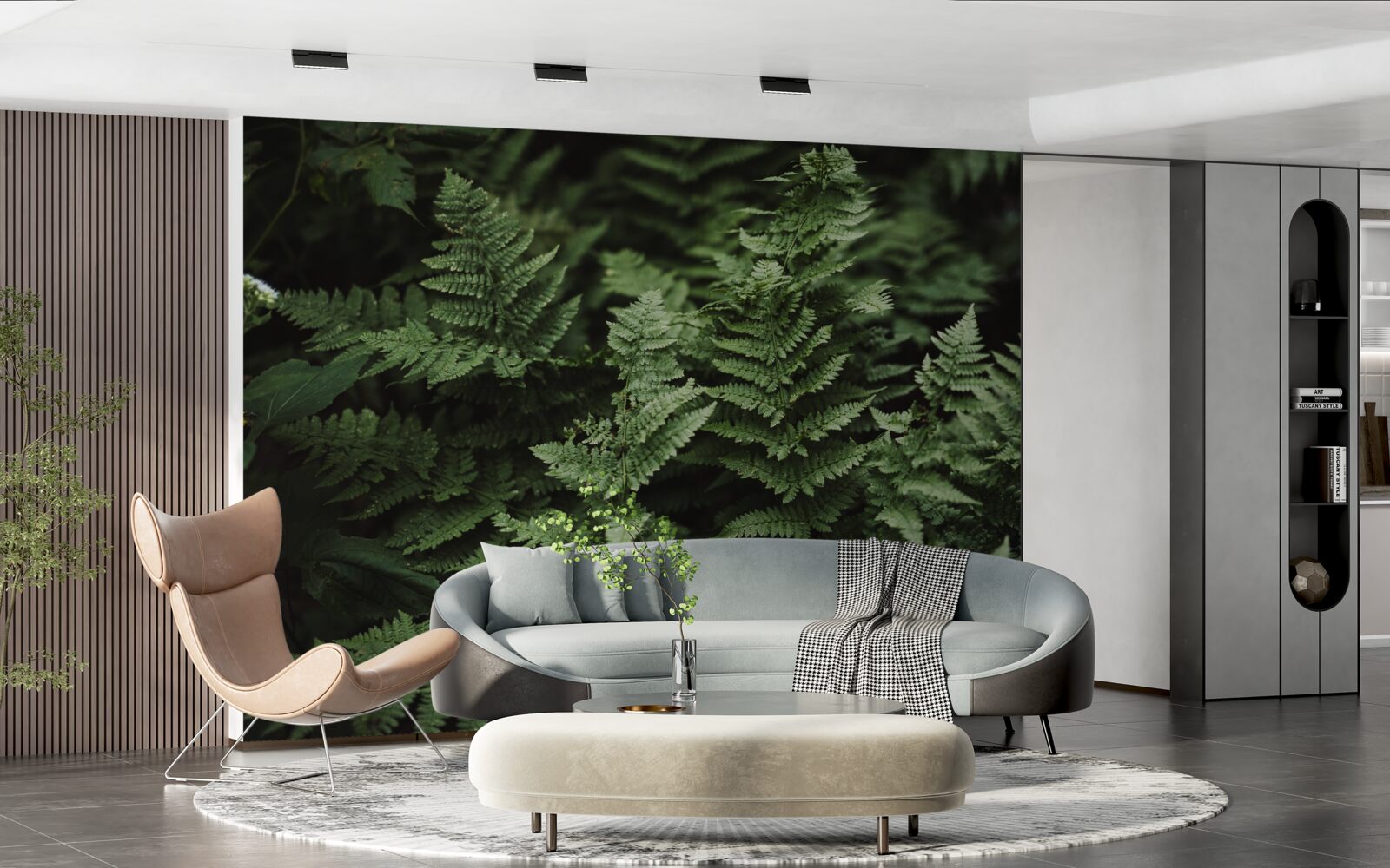 Fotobehang weelderig groene varenbladeren