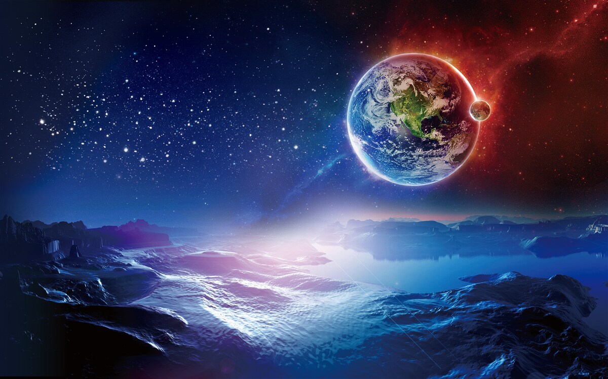 Fotobehang uitzicht op aarde vanaf een andere planeet