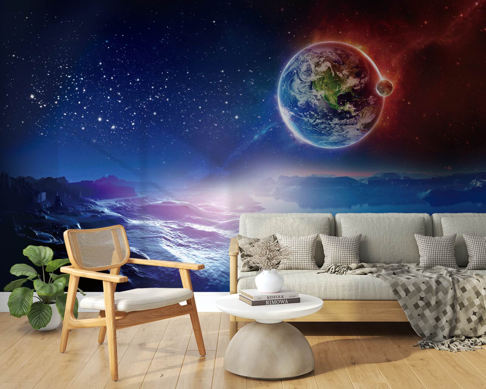 Fotobehang uitzicht op aarde vanaf een andere planeet