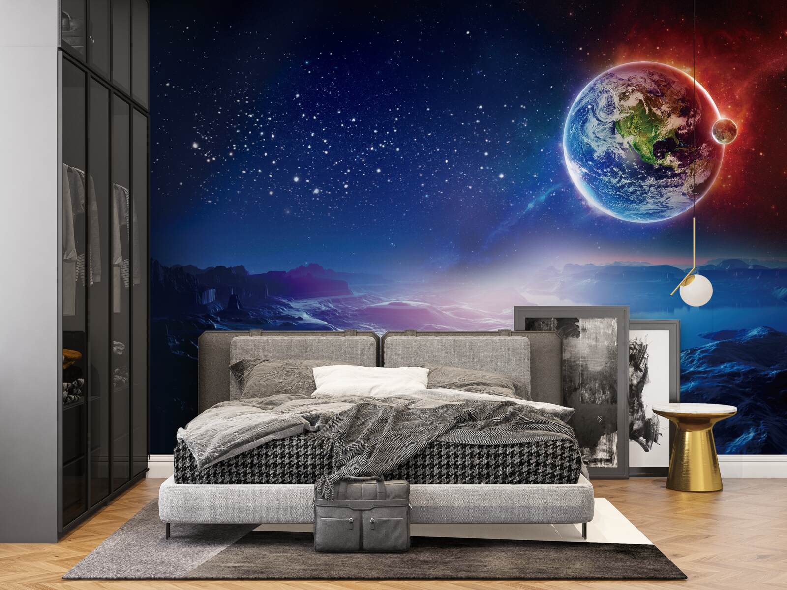 Fotobehang uitzicht op aarde vanaf een andere planeet