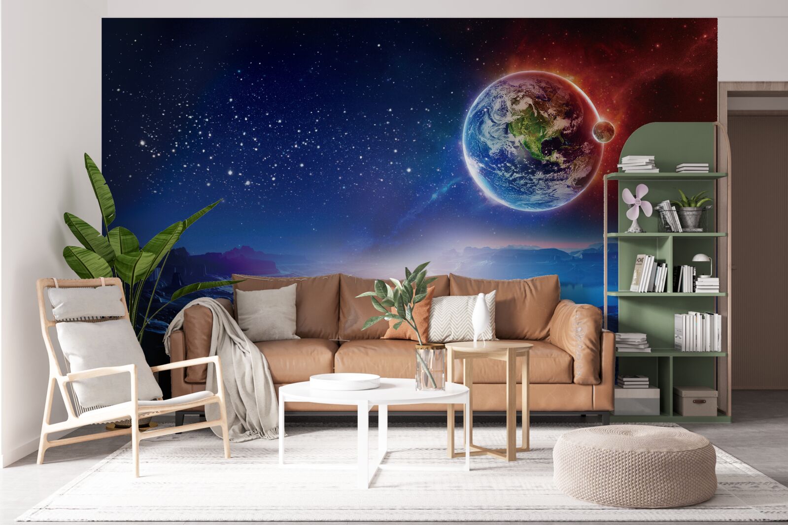 Fotobehang uitzicht op aarde vanaf een andere planeet