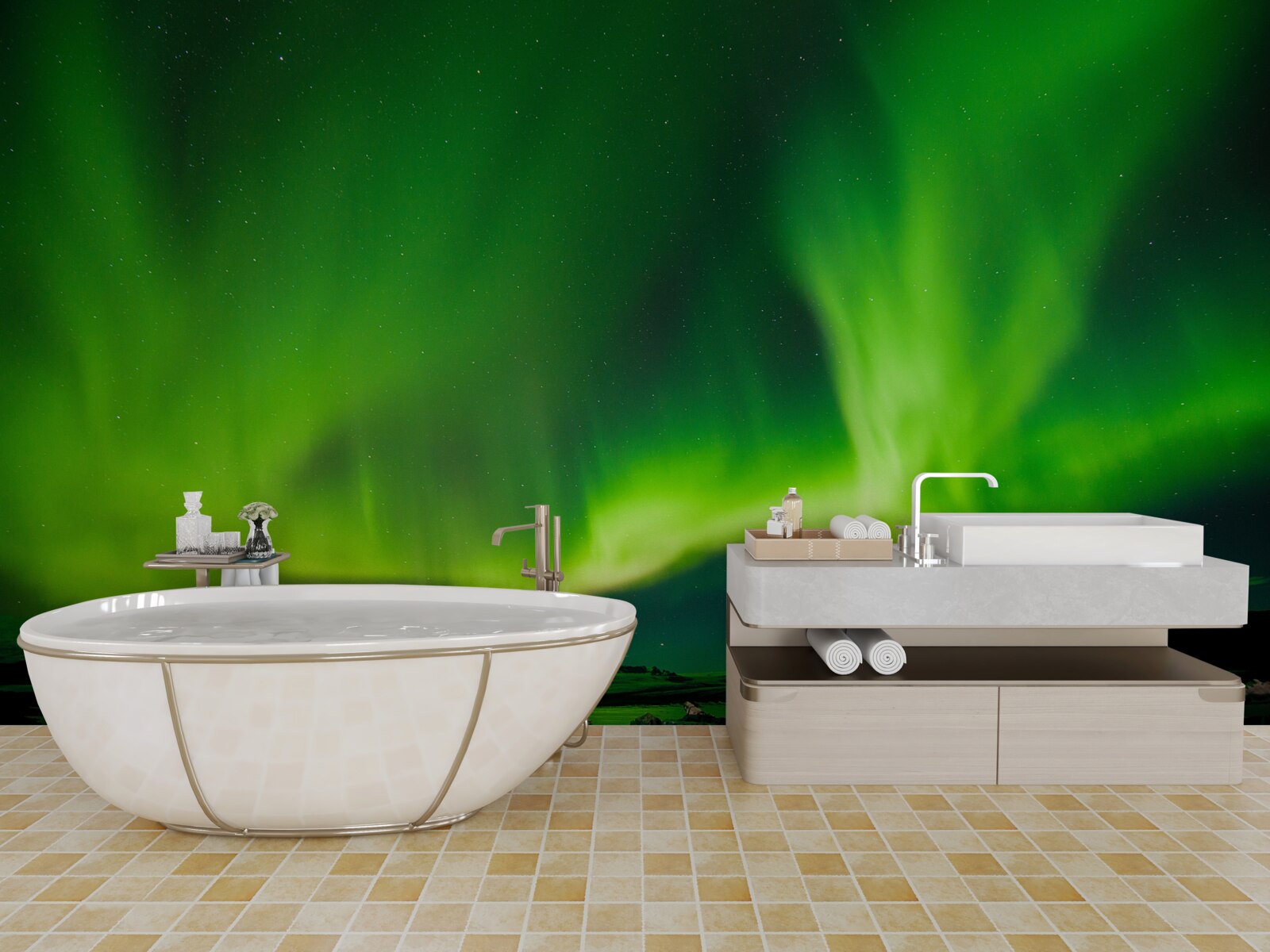 Fotobehang betoverend mooi noorderlicht