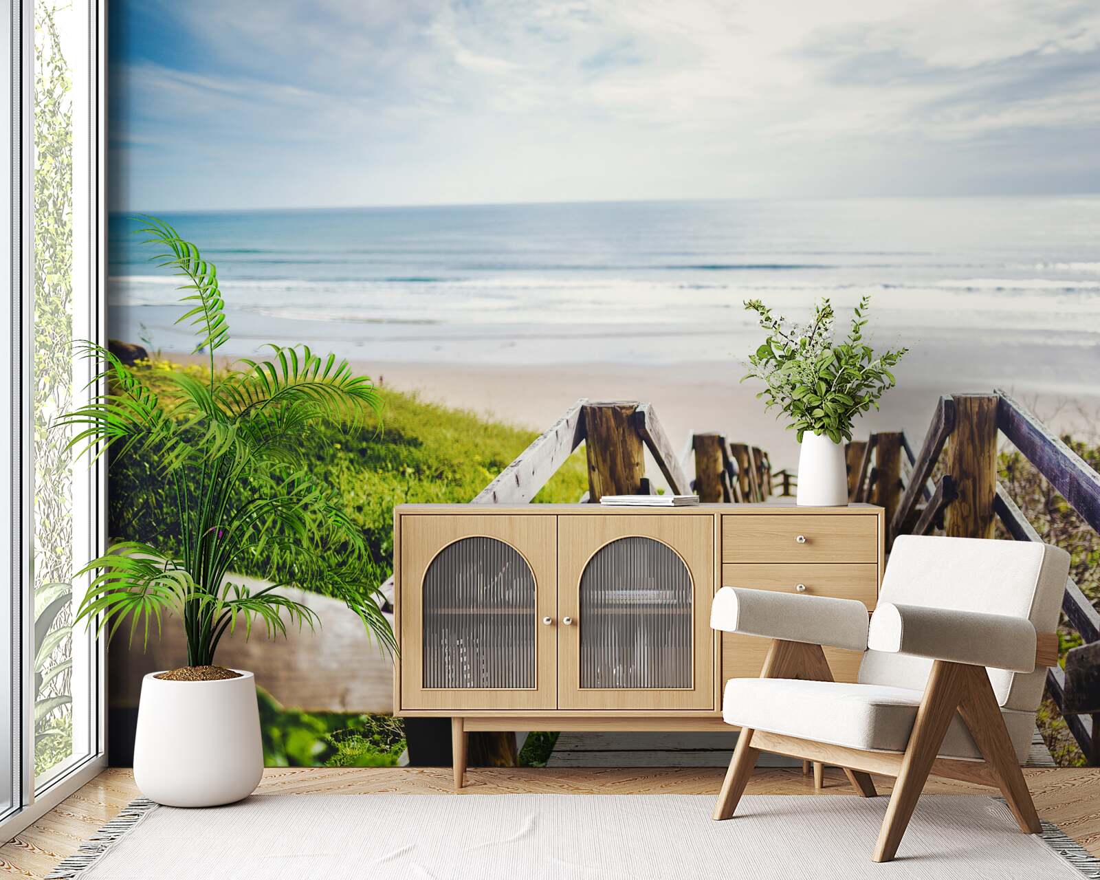 Fotobehang trap naar beneden naar het water