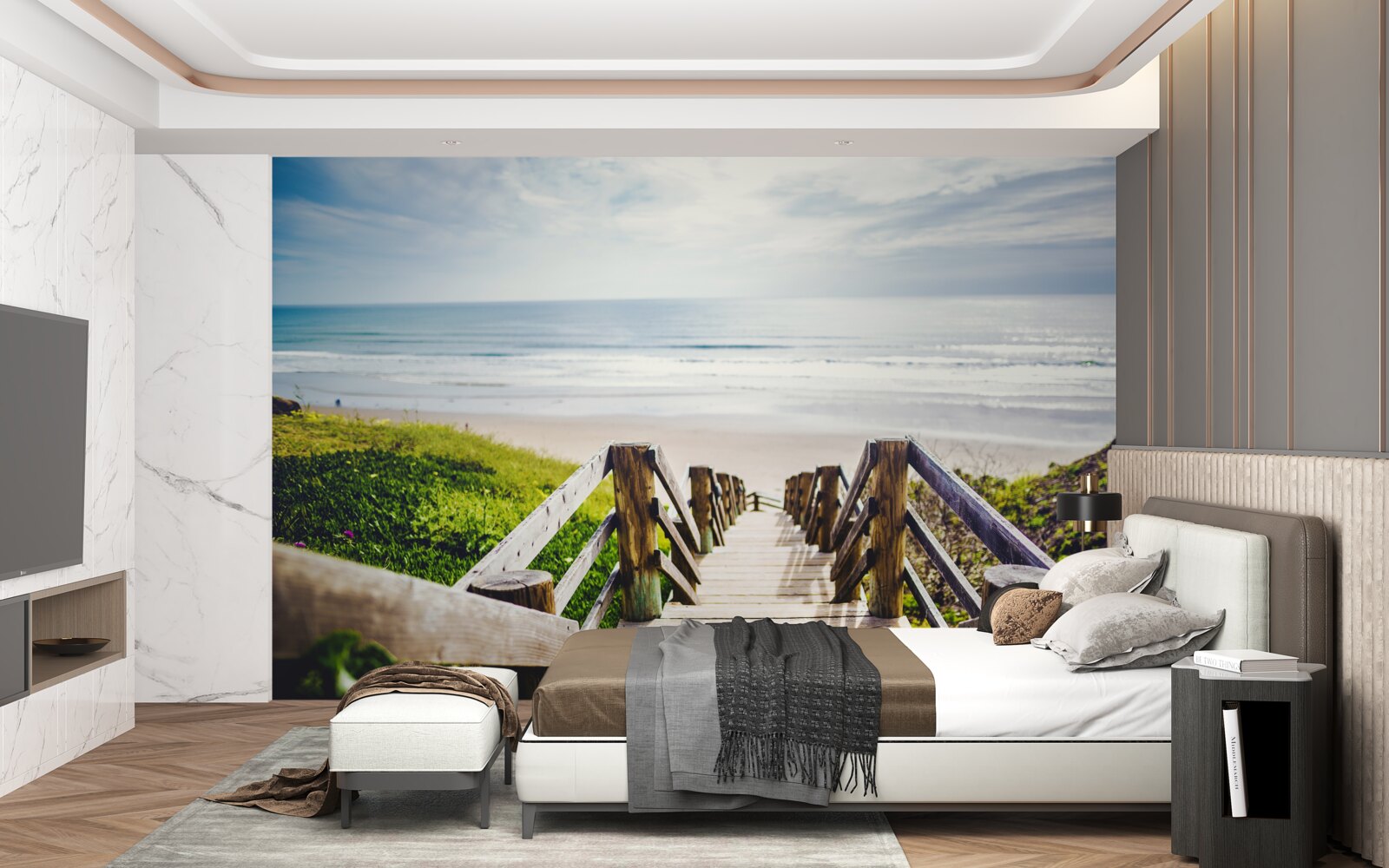 Fotobehang trap naar beneden naar het water