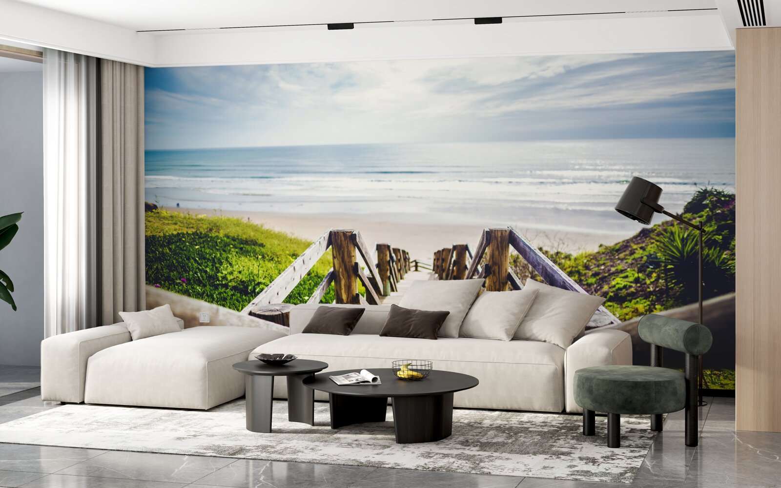 Fotobehang trap naar beneden naar het water