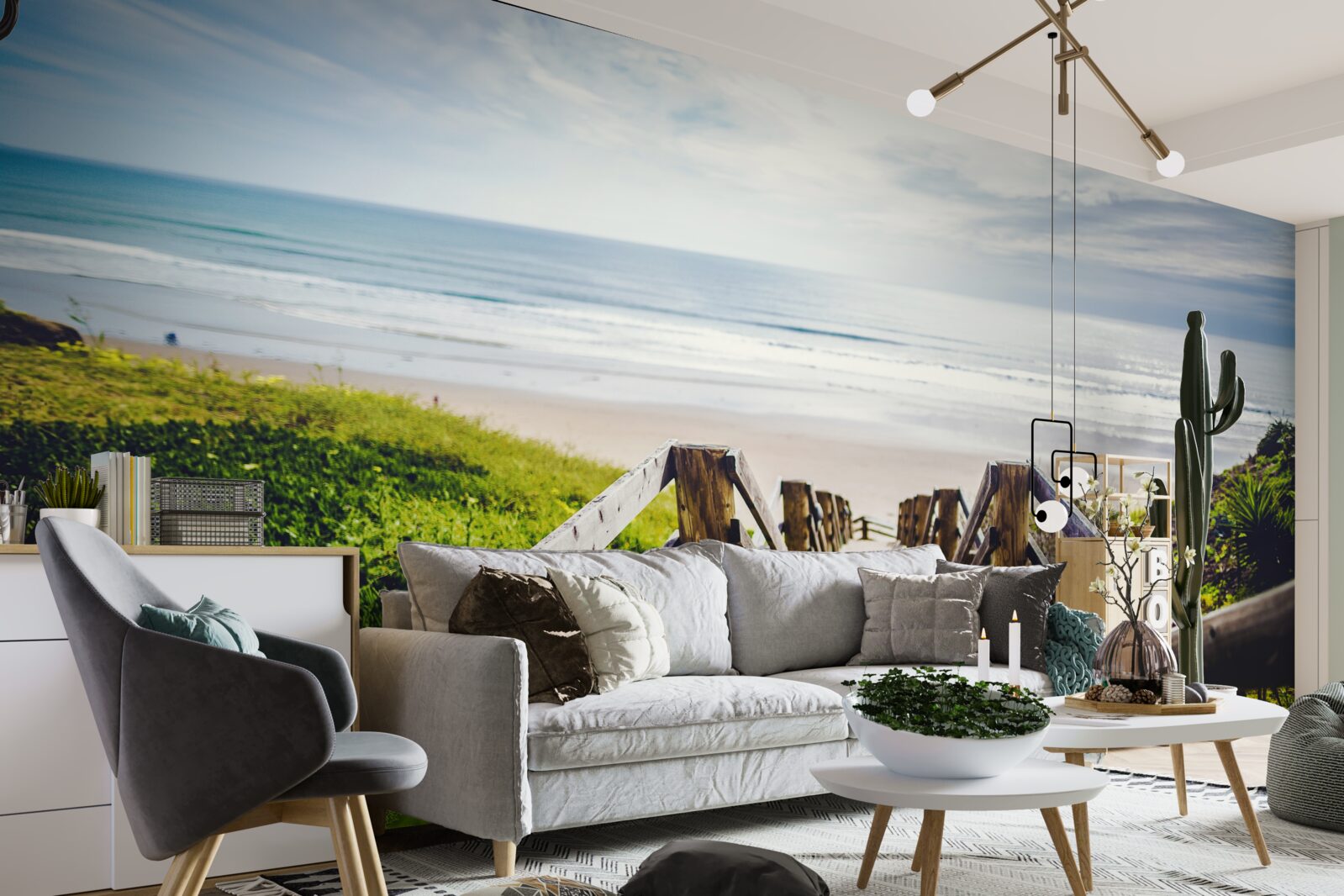 Fotobehang trap naar beneden naar het water