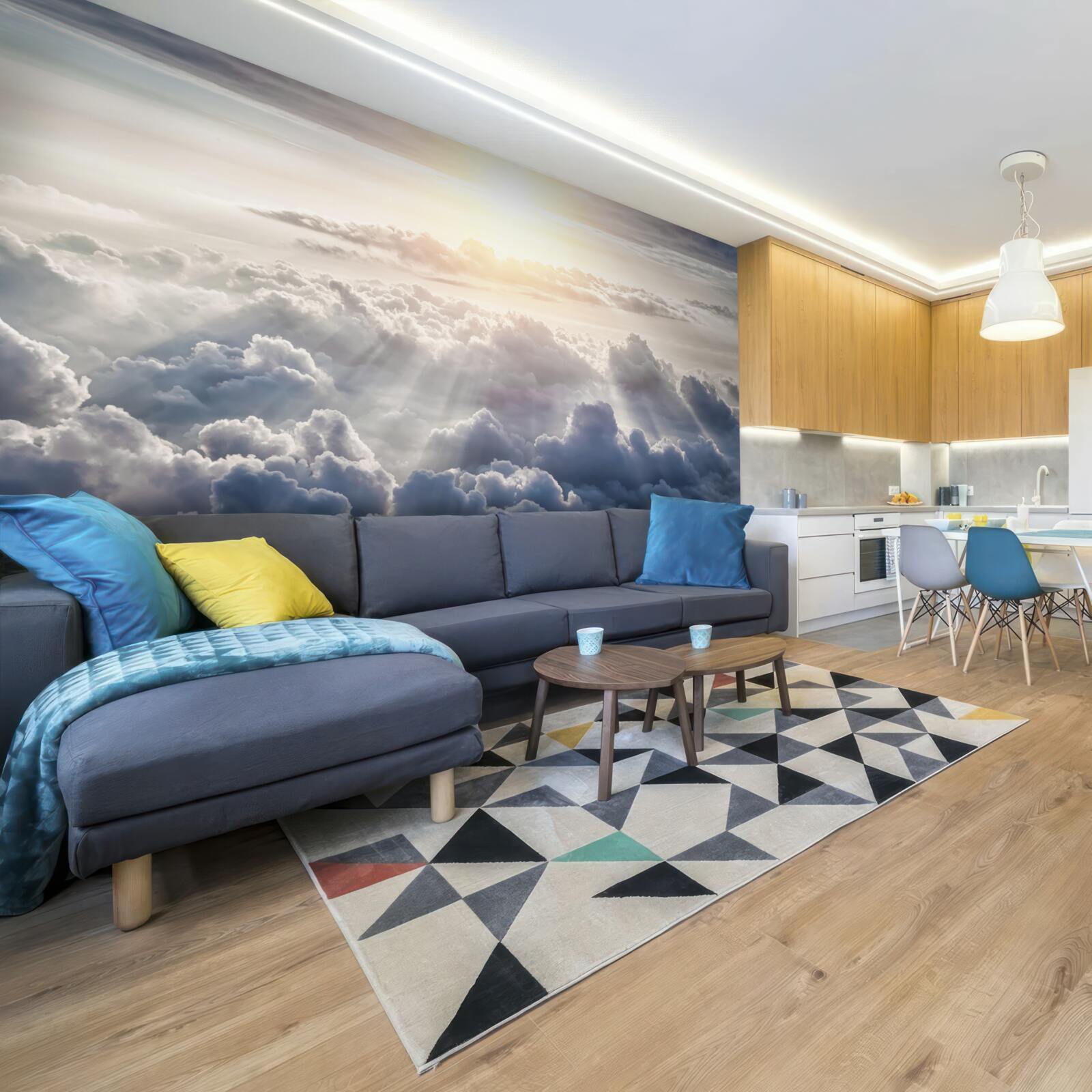 Fotobehang Het licht was hoog boven de weelderige wolken