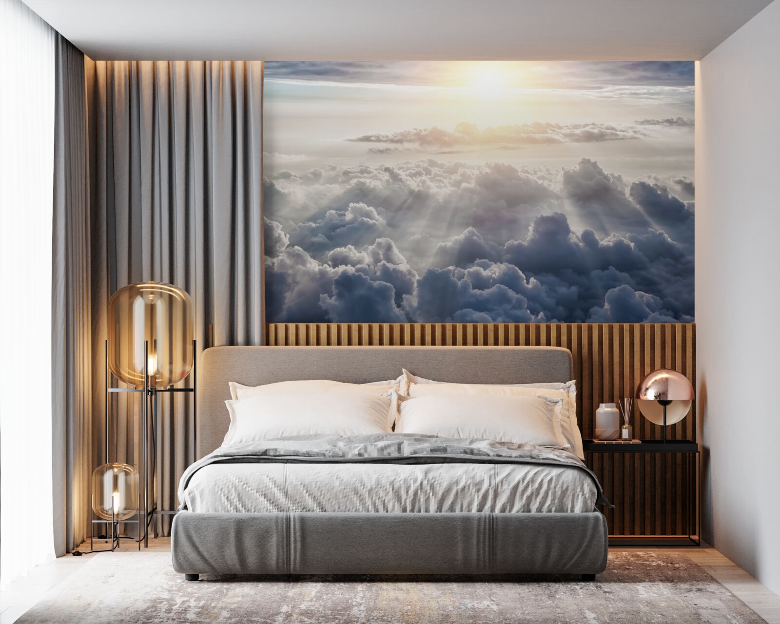 Fotobehang Het licht was hoog boven de weelderige wolken