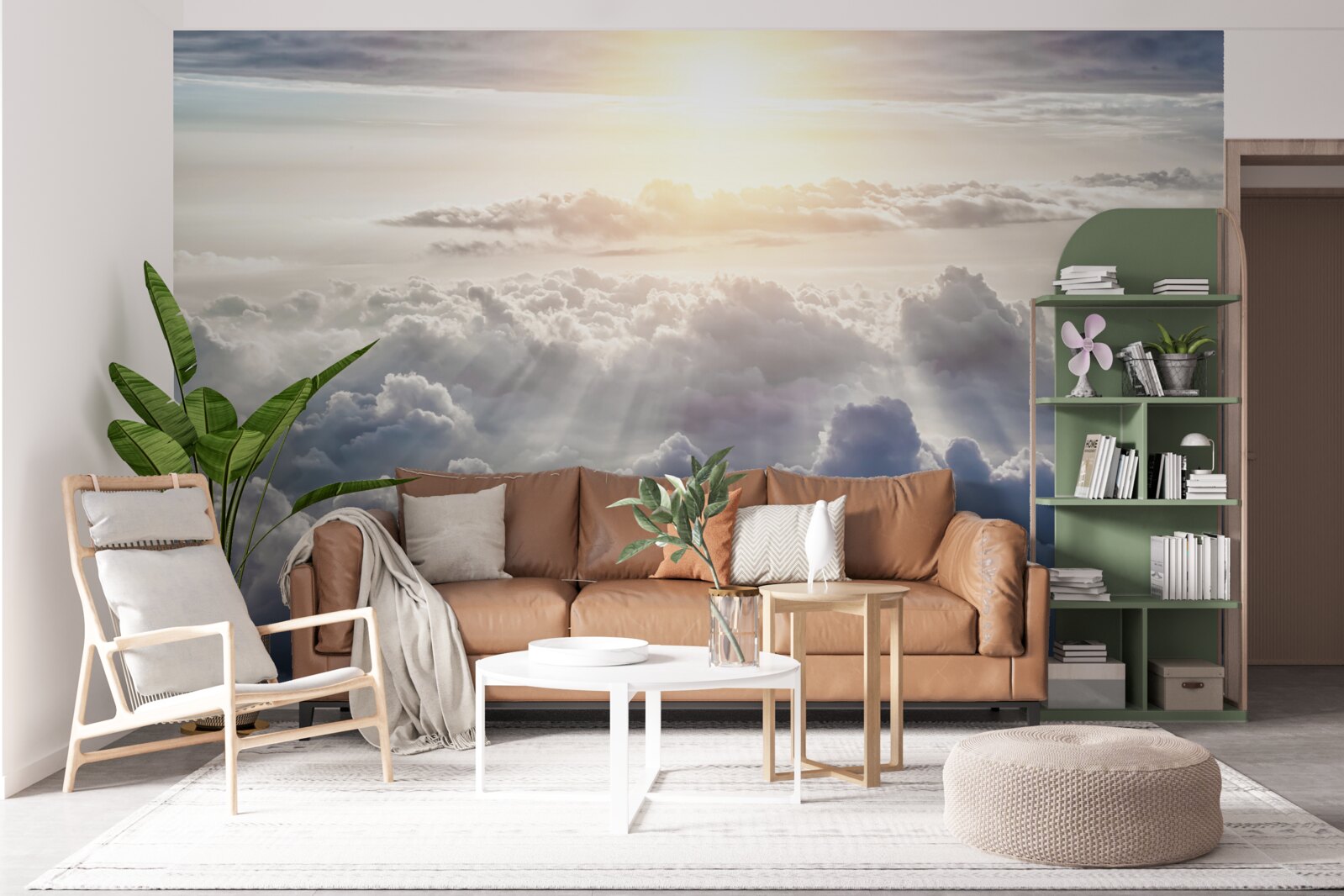 Fotobehang Het licht was hoog boven de weelderige wolken