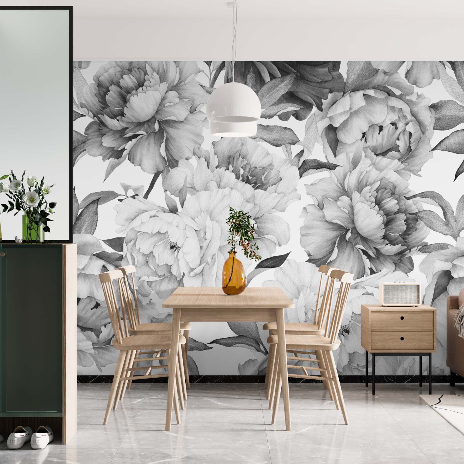 Fotobehang grote, weelderige bloemen