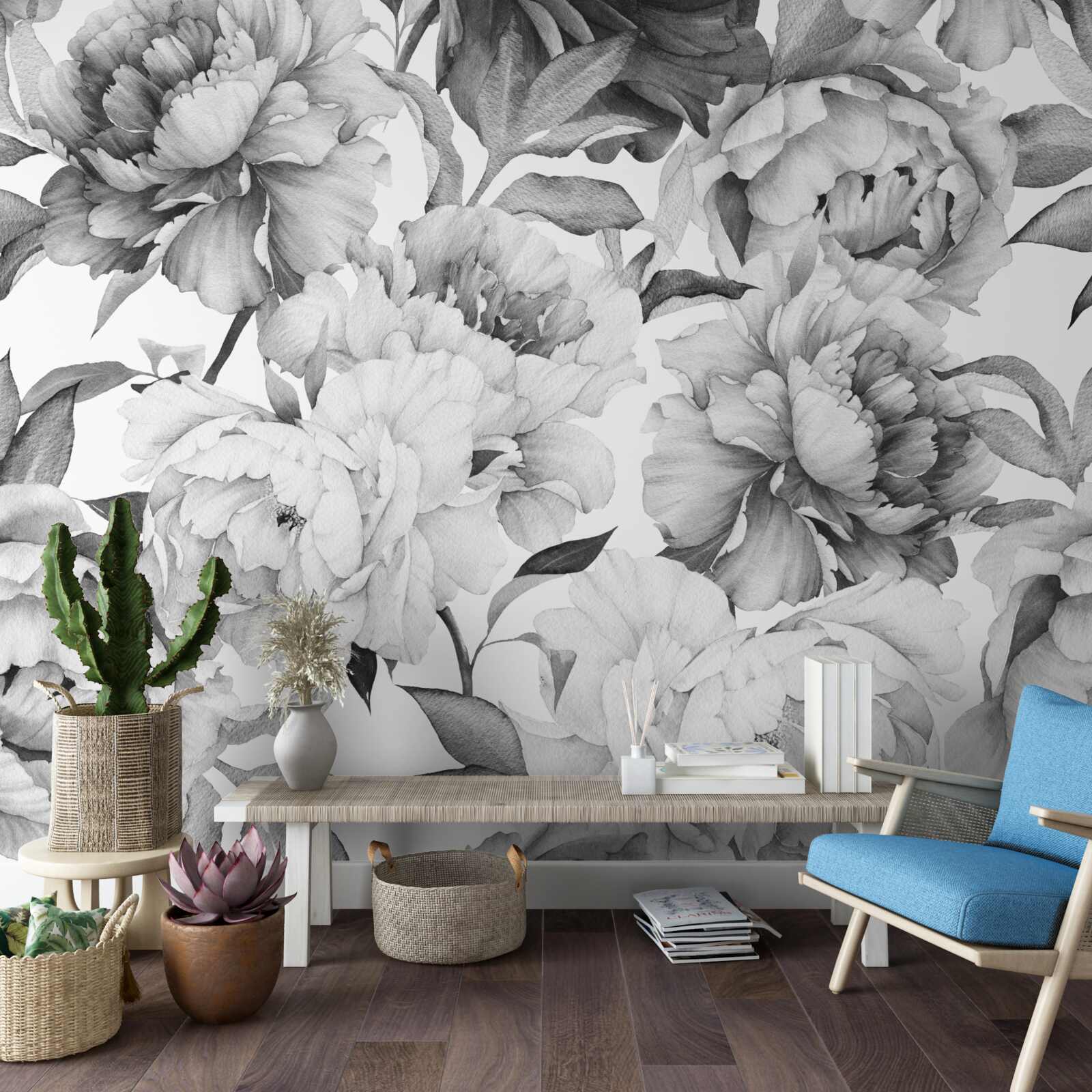 Fotobehang grote, weelderige bloemen