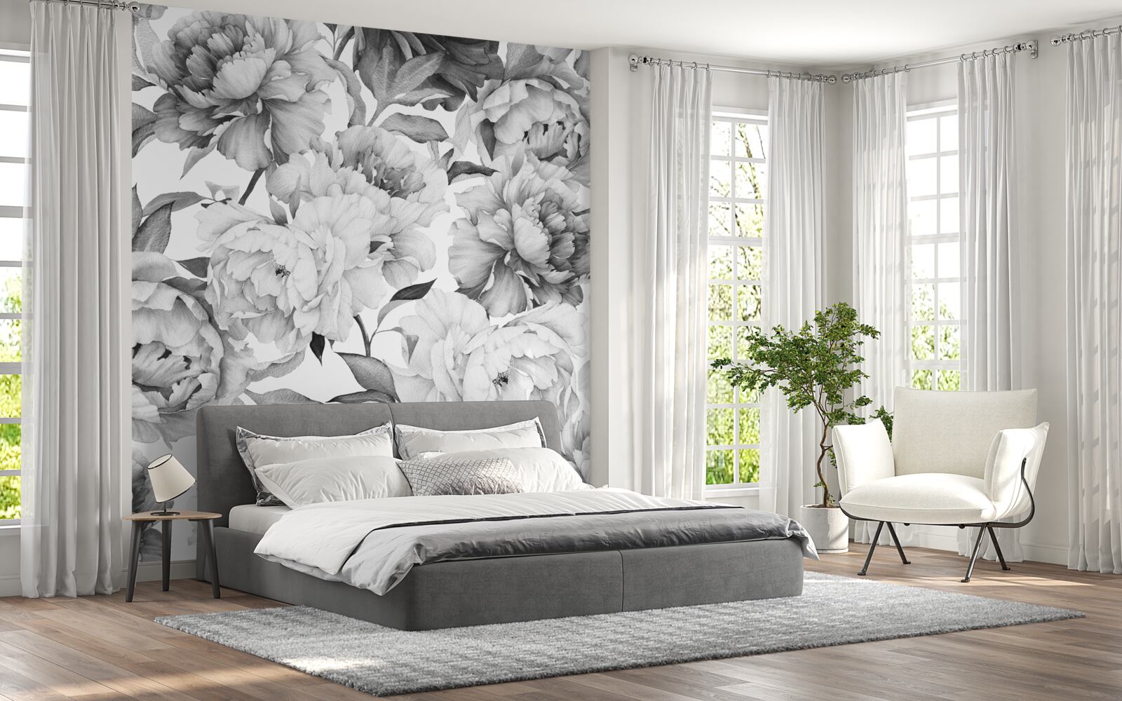 Fotobehang grote, weelderige bloemen