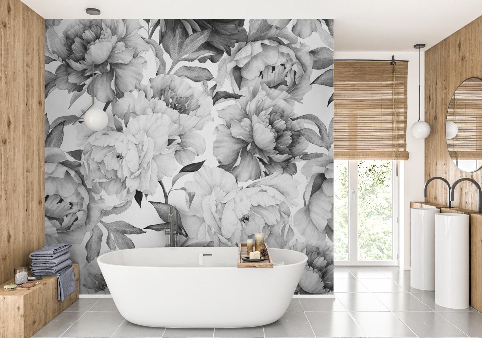 Fotobehang grote, weelderige bloemen