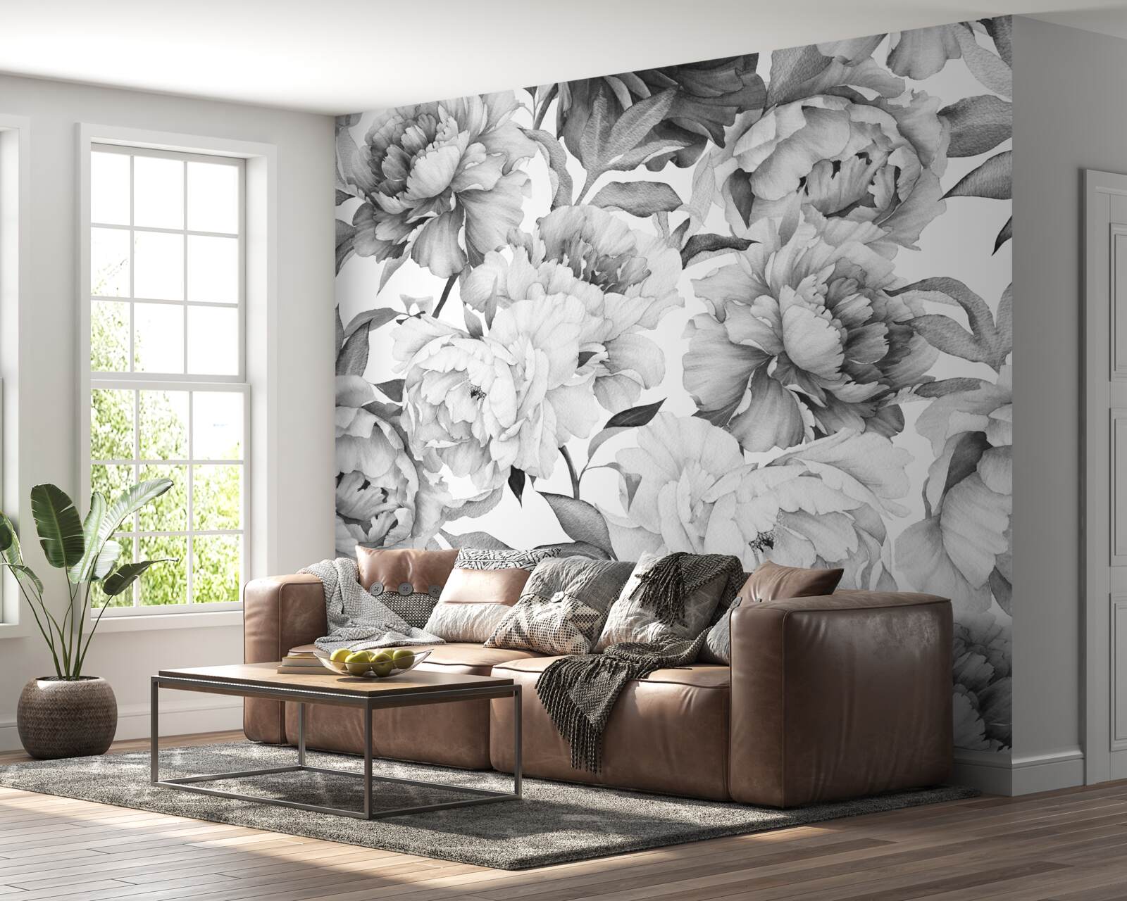 Fotobehang grote, weelderige bloemen