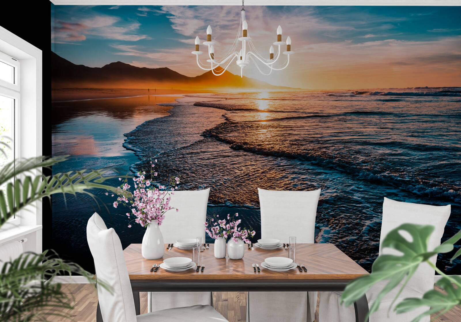 Fotobehang water weerkaatst de zonnestralen