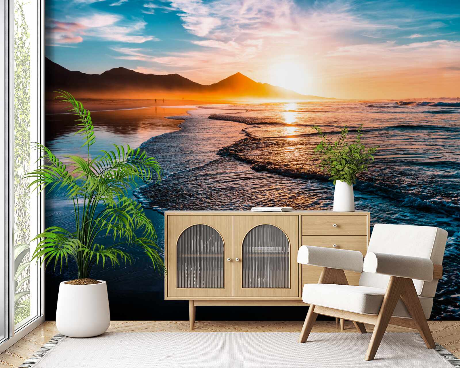 Fotobehang water weerkaatst de zonnestralen