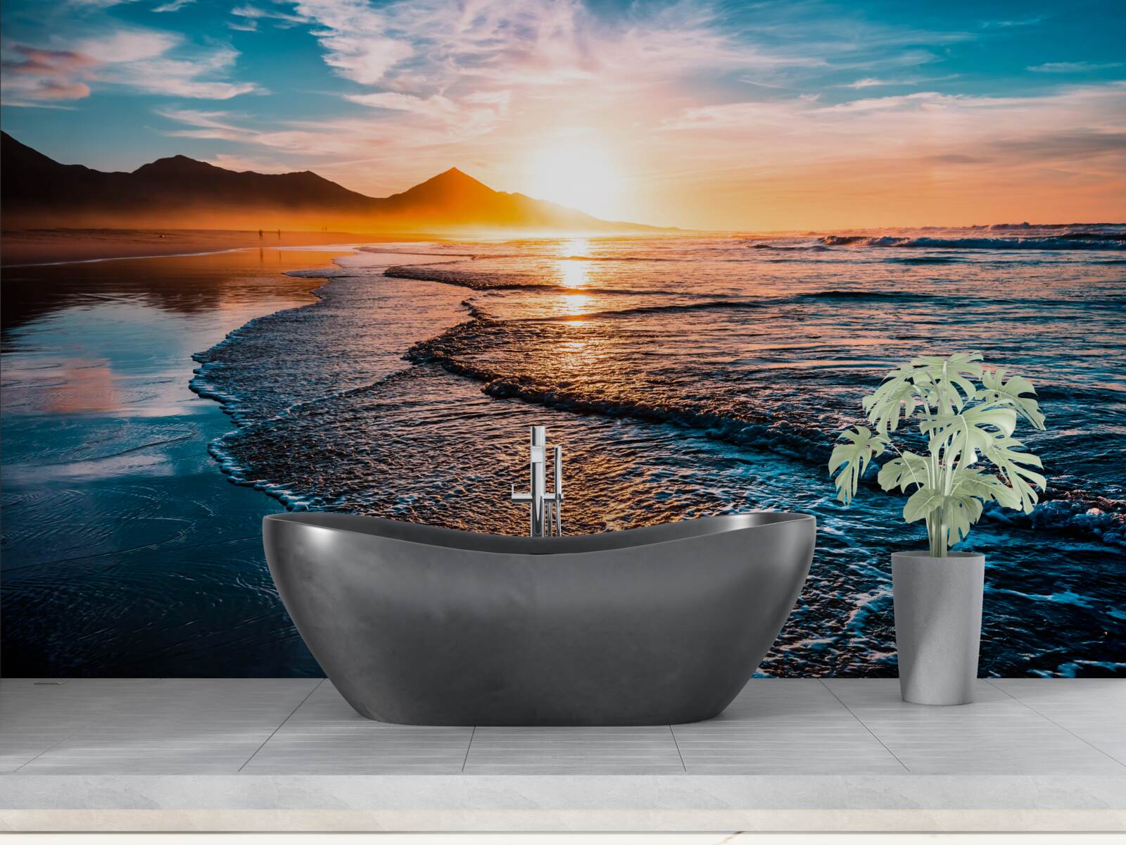 Fotobehang water weerkaatst de zonnestralen