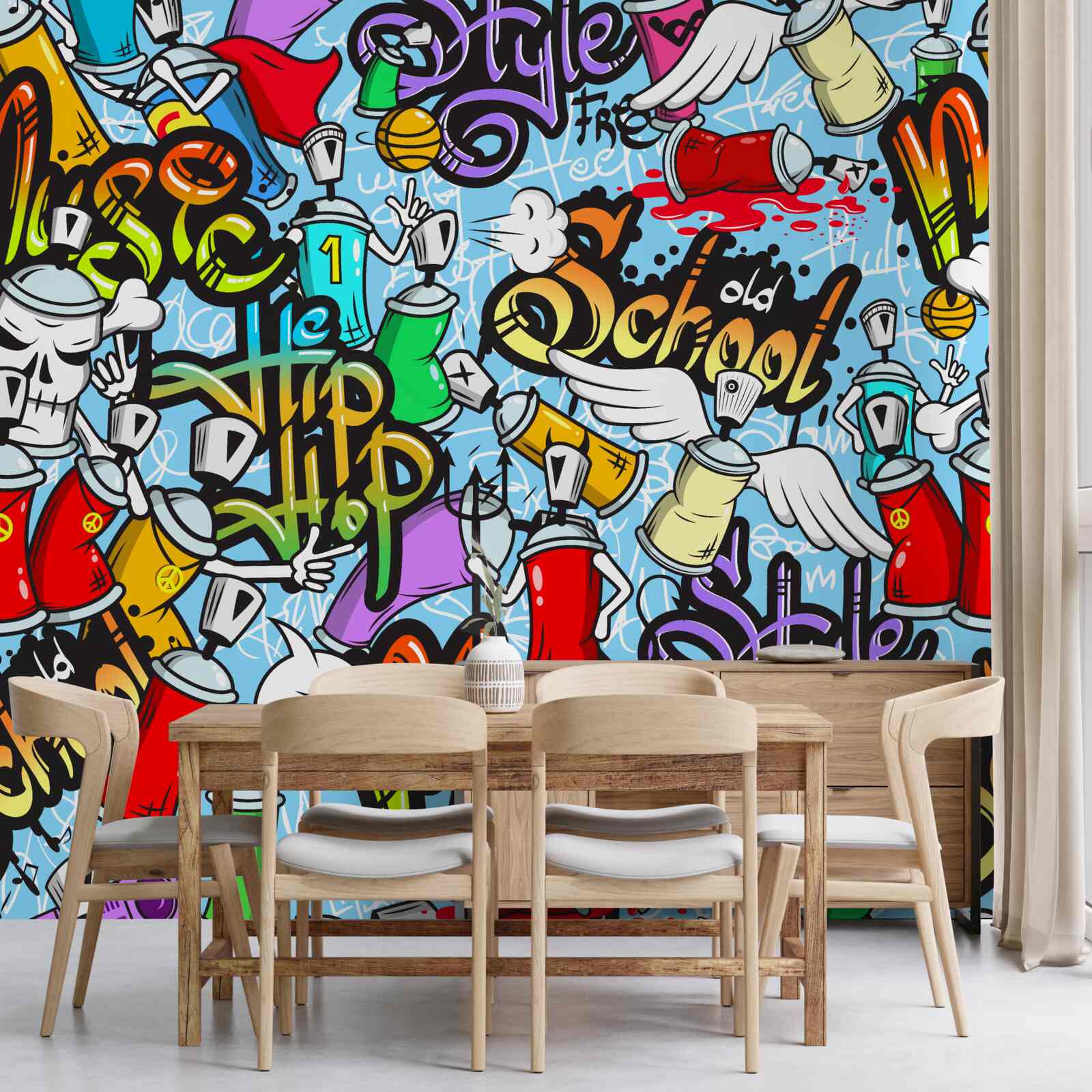 Fotobehang graffiti in verschillende kleuren