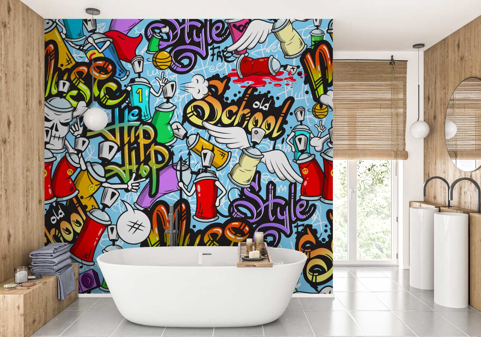 Fotobehang graffiti in verschillende kleuren