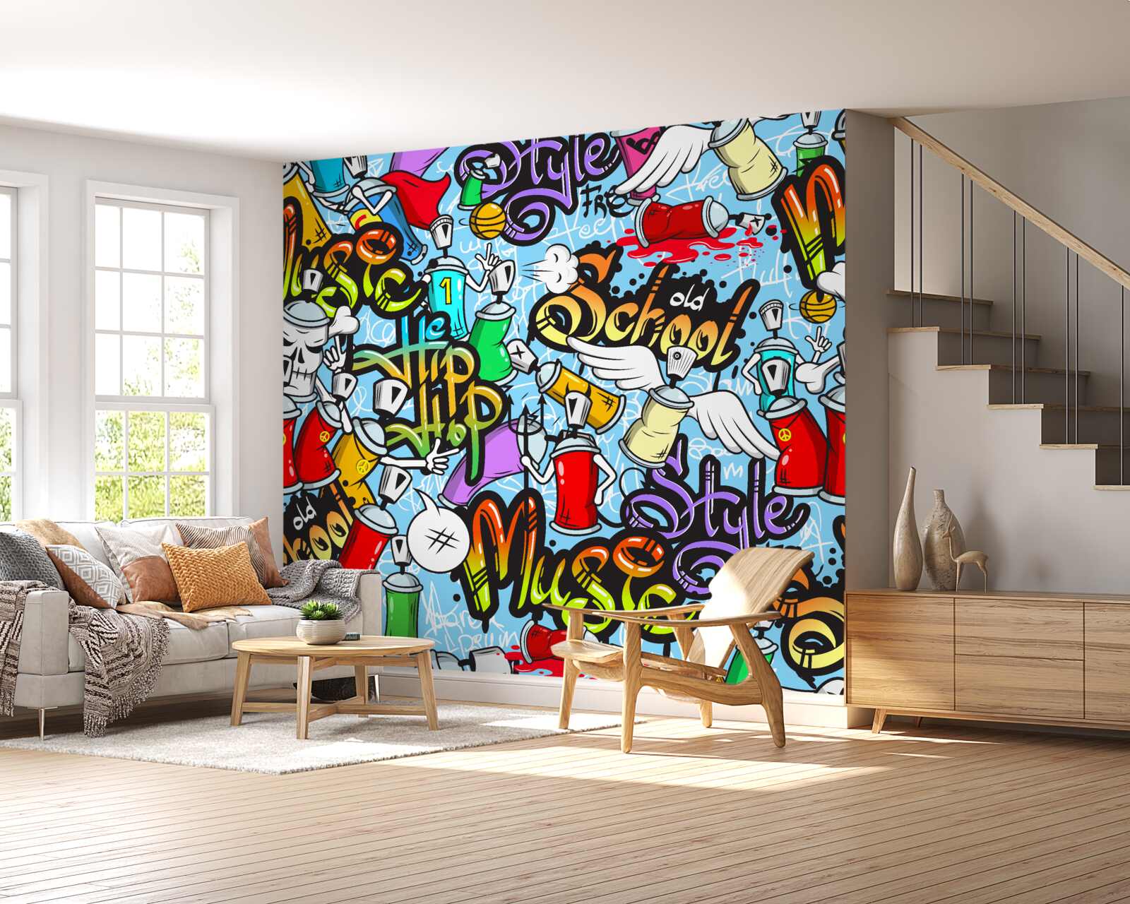 Fotobehang graffiti in verschillende kleuren