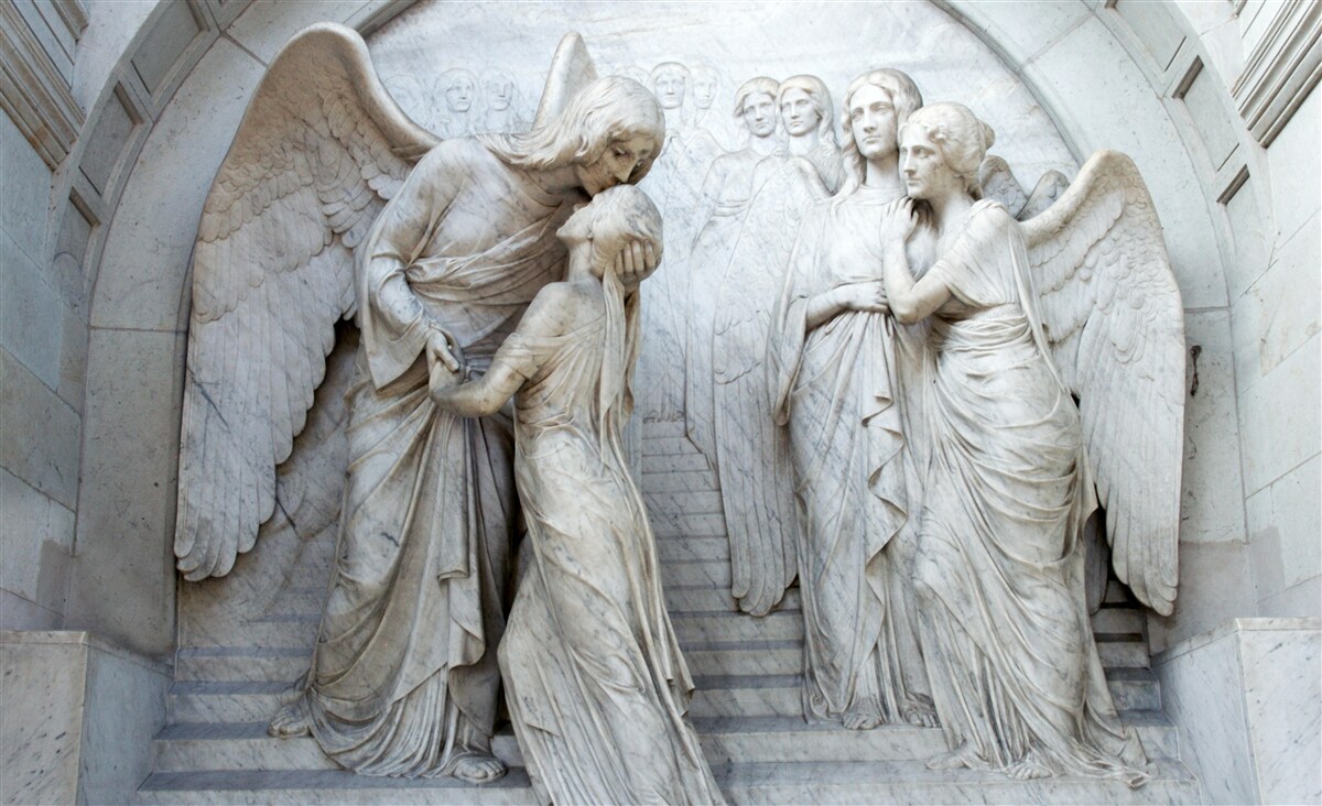 Fotobehang samenstelling van engelenbeelden