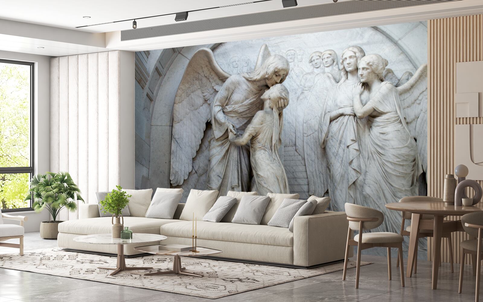 Fotobehang samenstelling van engelenbeelden