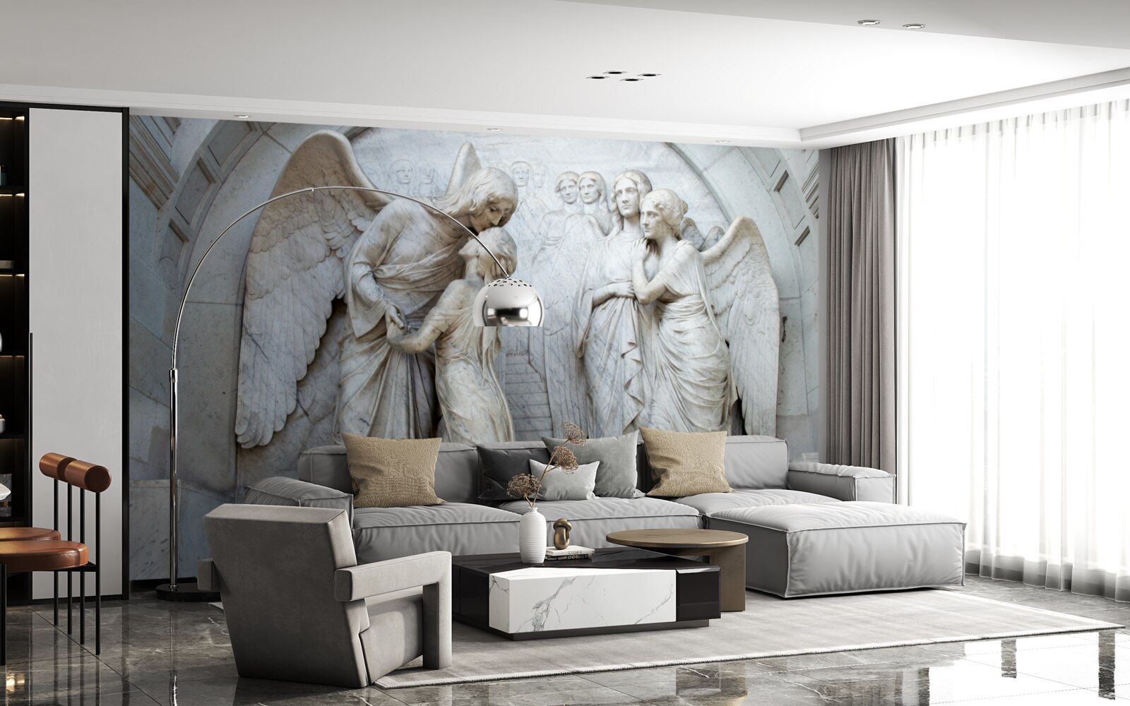 Fotobehang samenstelling van engelenbeelden