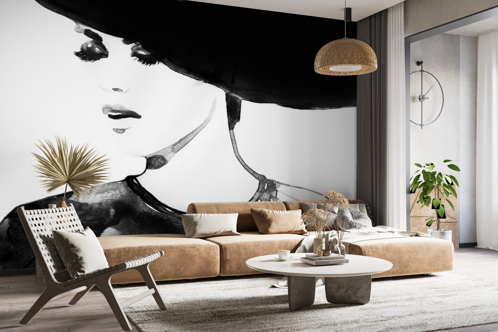 Fotobehang meisje met hoed op foto