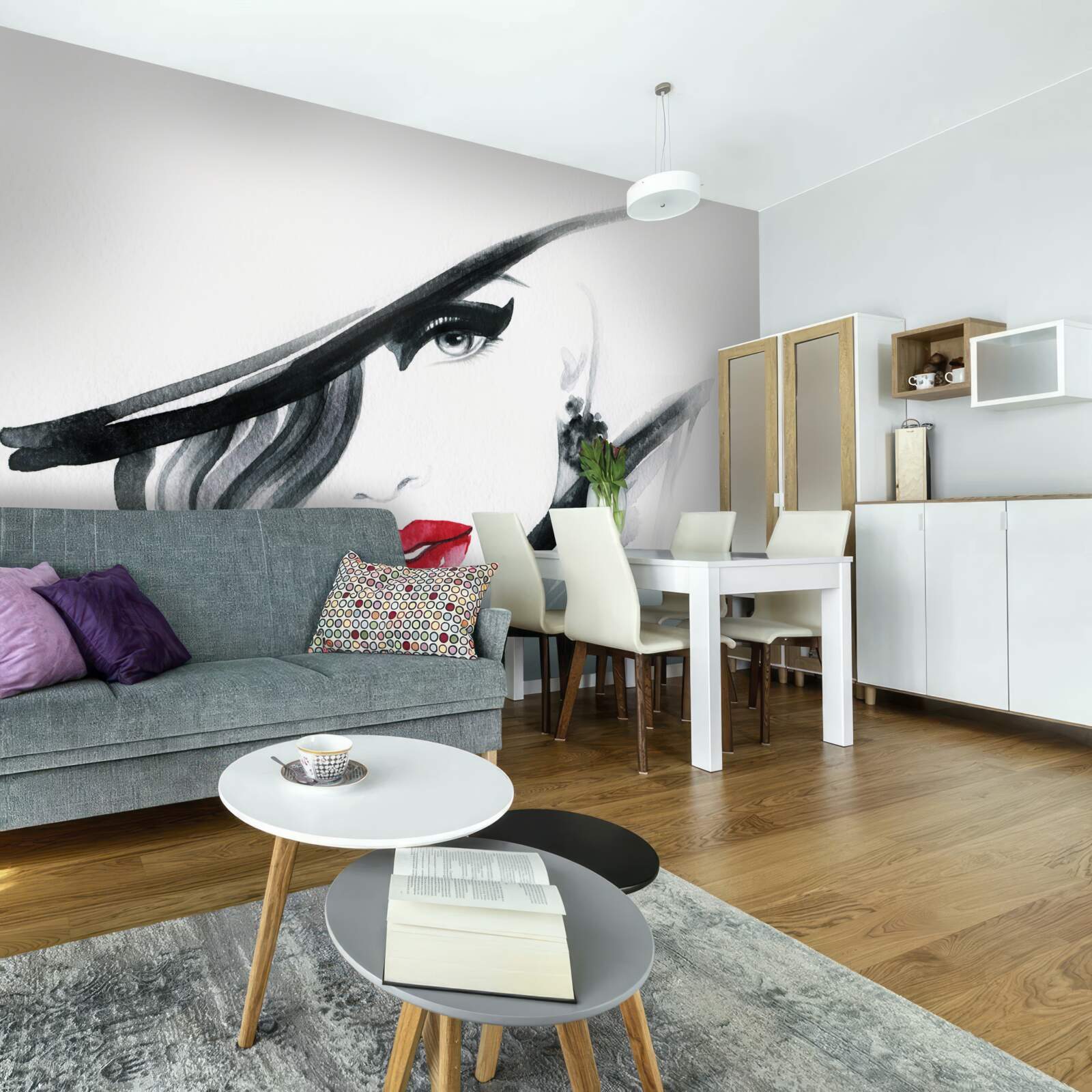 Fotobehang beeld van een meisje met rode lippen