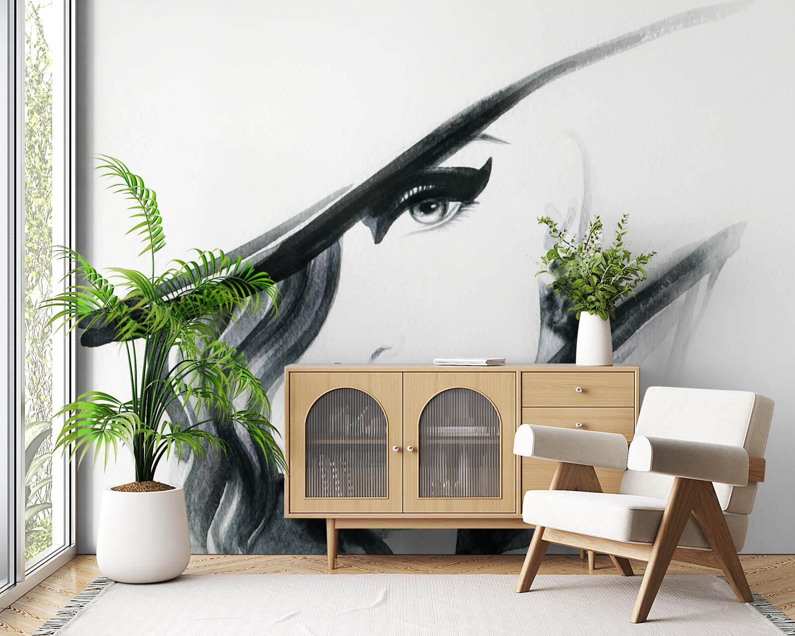 Fotobehang beeld van een meisje met rode lippen