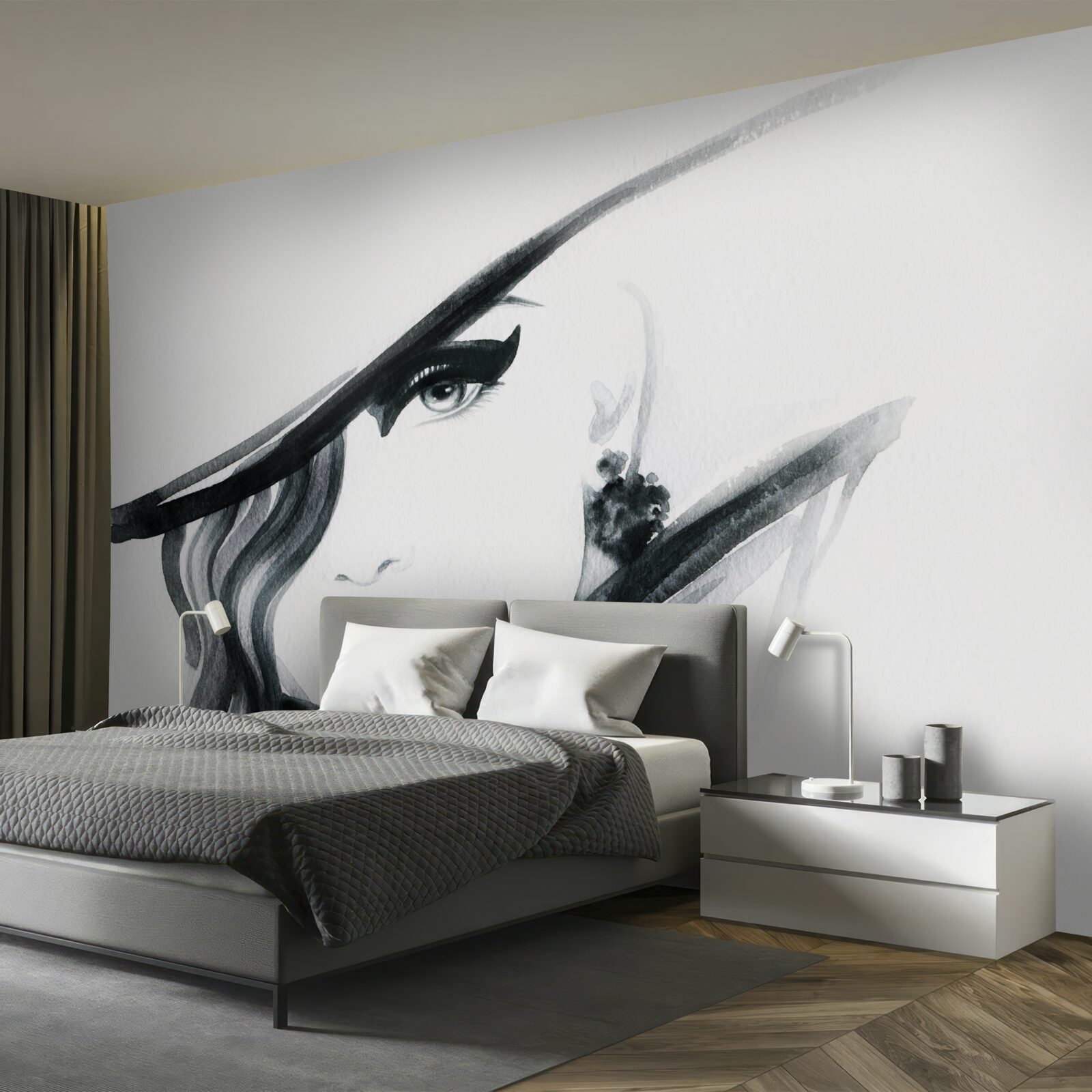 Fotobehang beeld van een meisje met rode lippen