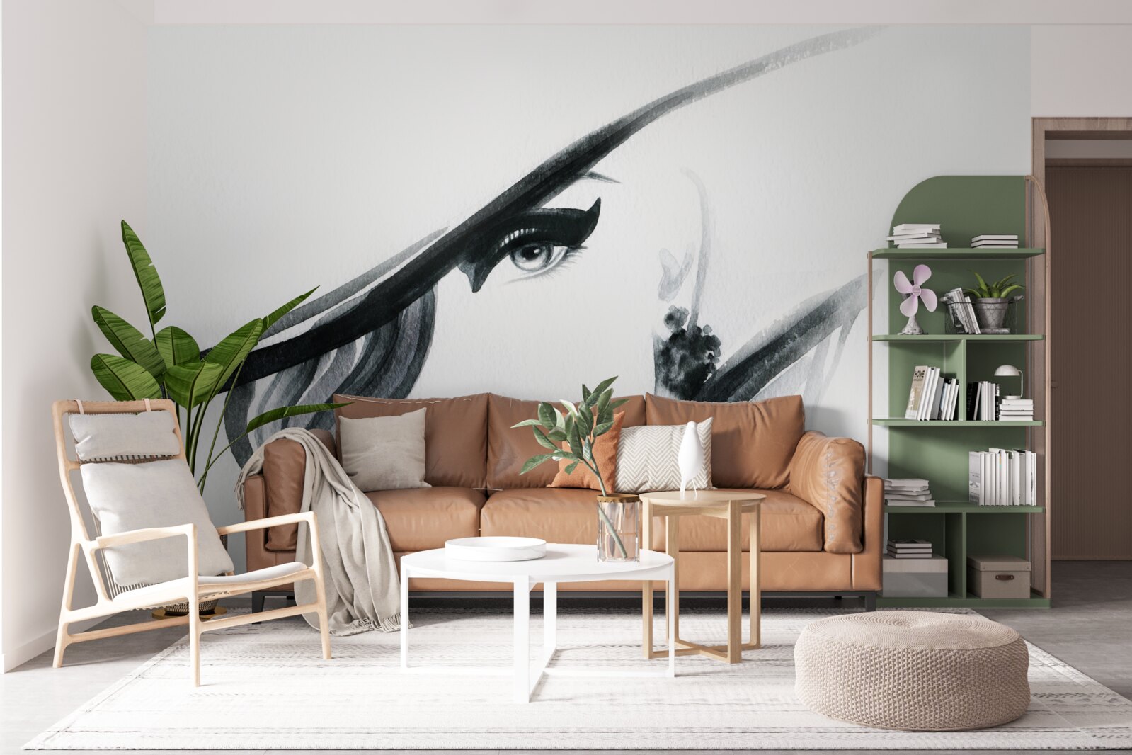 Fotobehang beeld van een meisje met rode lippen