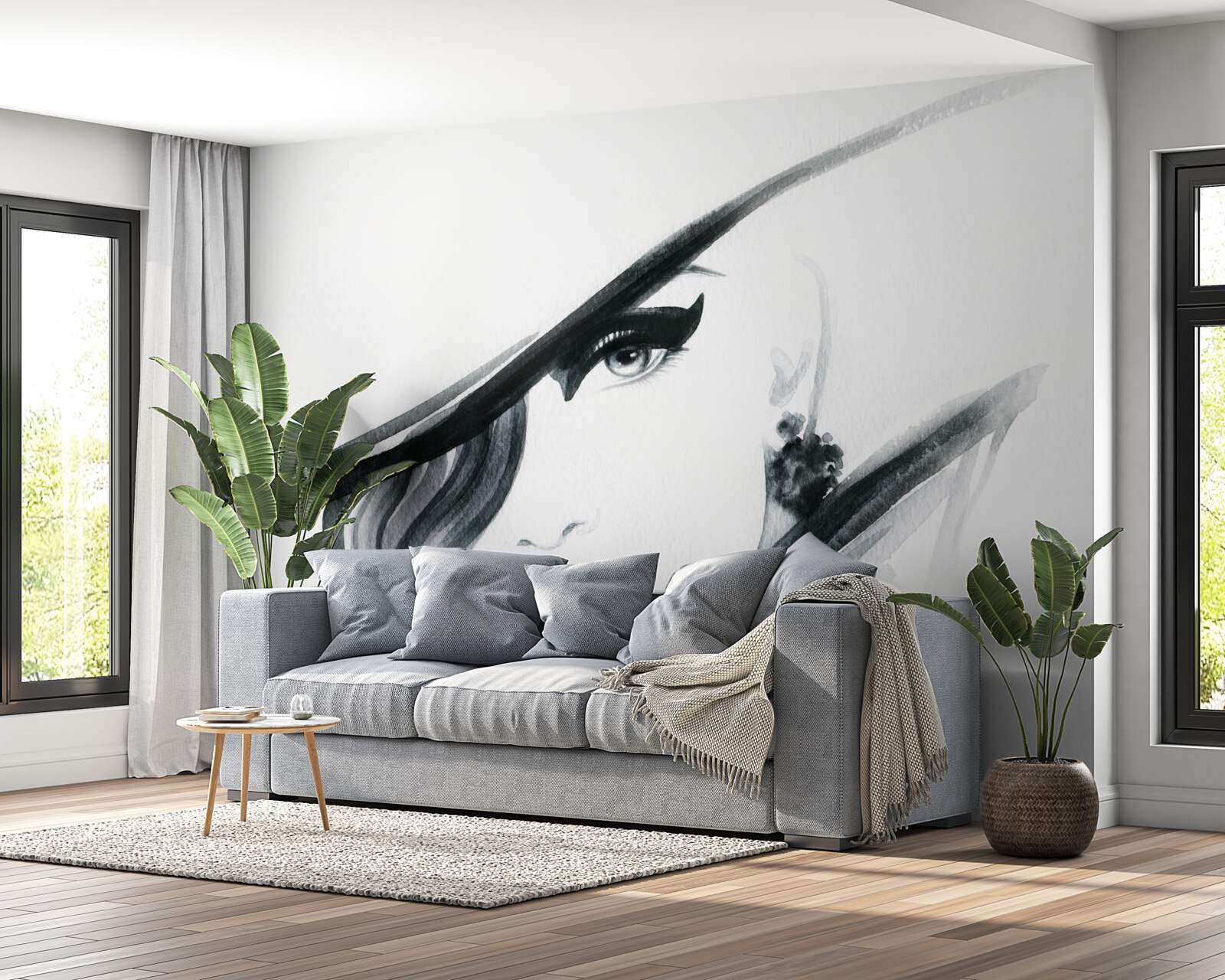 Fotobehang beeld van een meisje met rode lippen